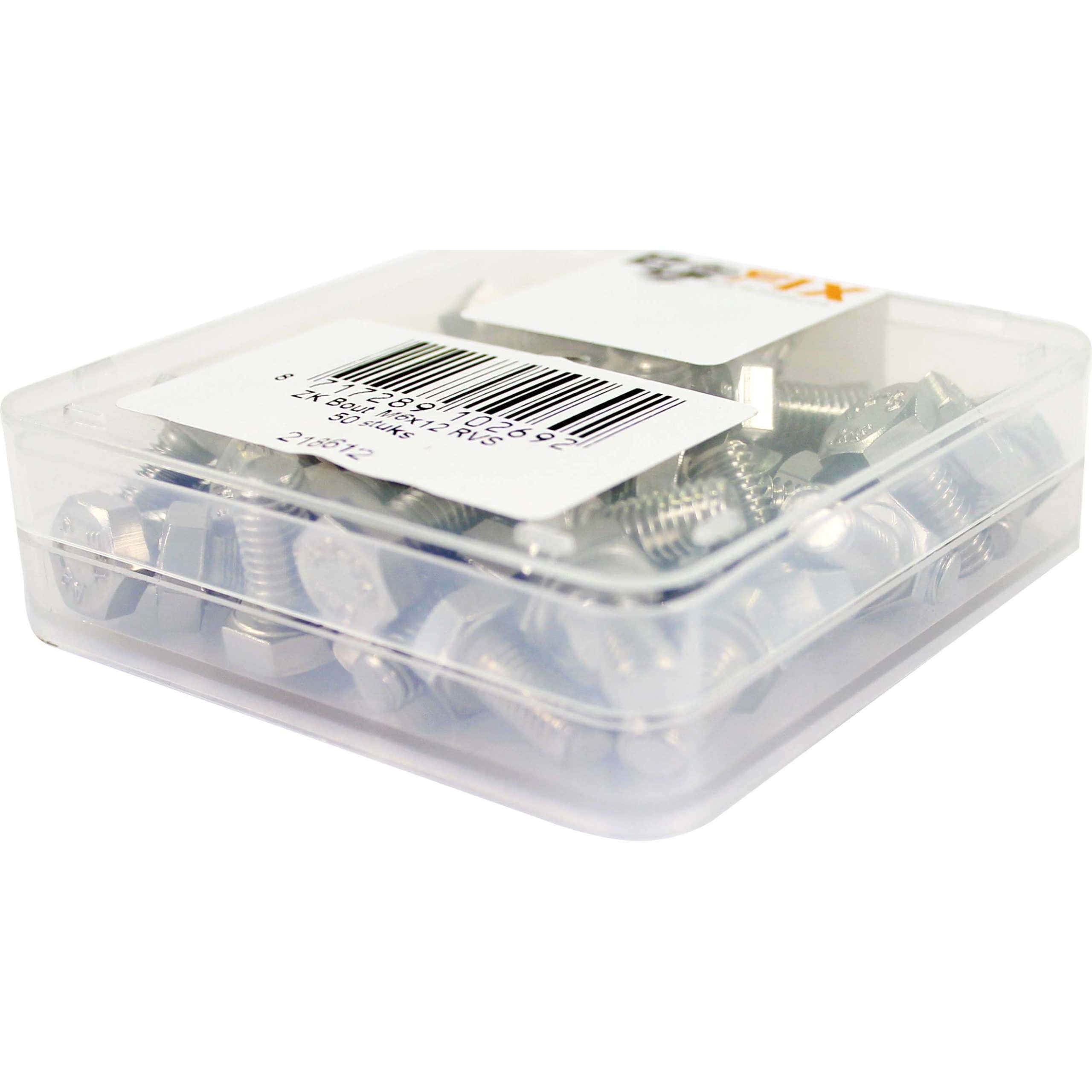 Bofix doos bout zeskante kop M6x12 RVS (50 stuks)