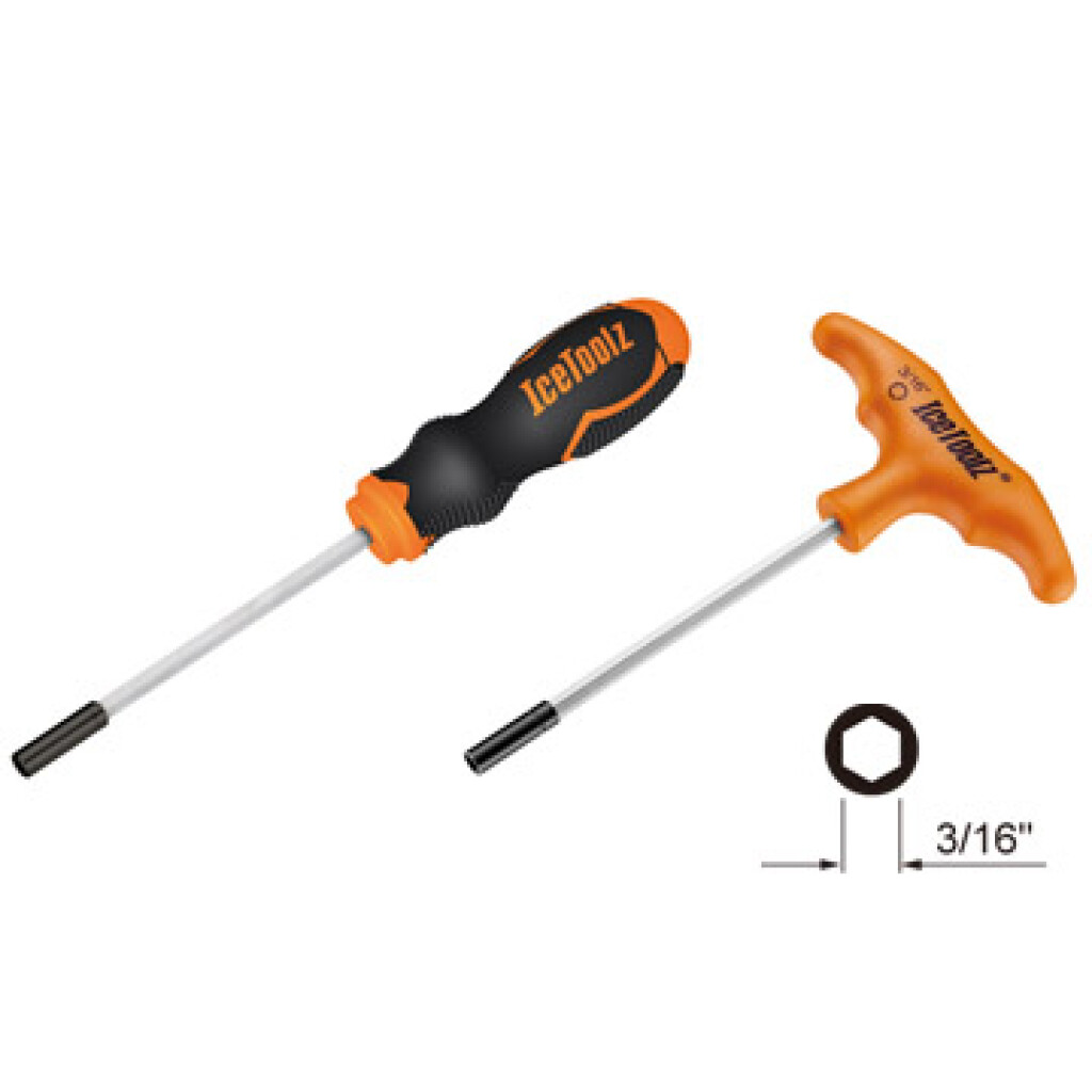 IceToolz nippelsleutel 3/16 6-kant set 12A3+12A7, 12A5