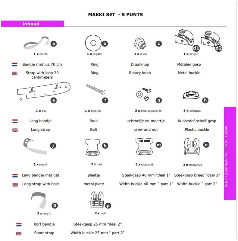 Melia baby/peuter schaal bev.set 5P Gazelle Makki bakfiets