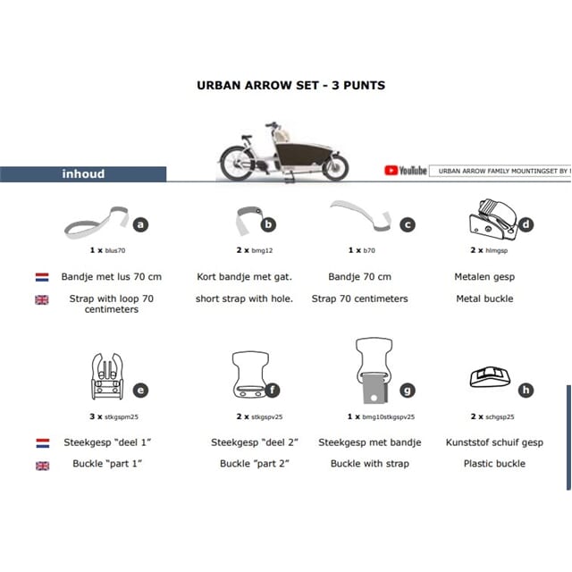 Melia baby/peuter schaal bev.set 3P Urban Arrow bakfiets