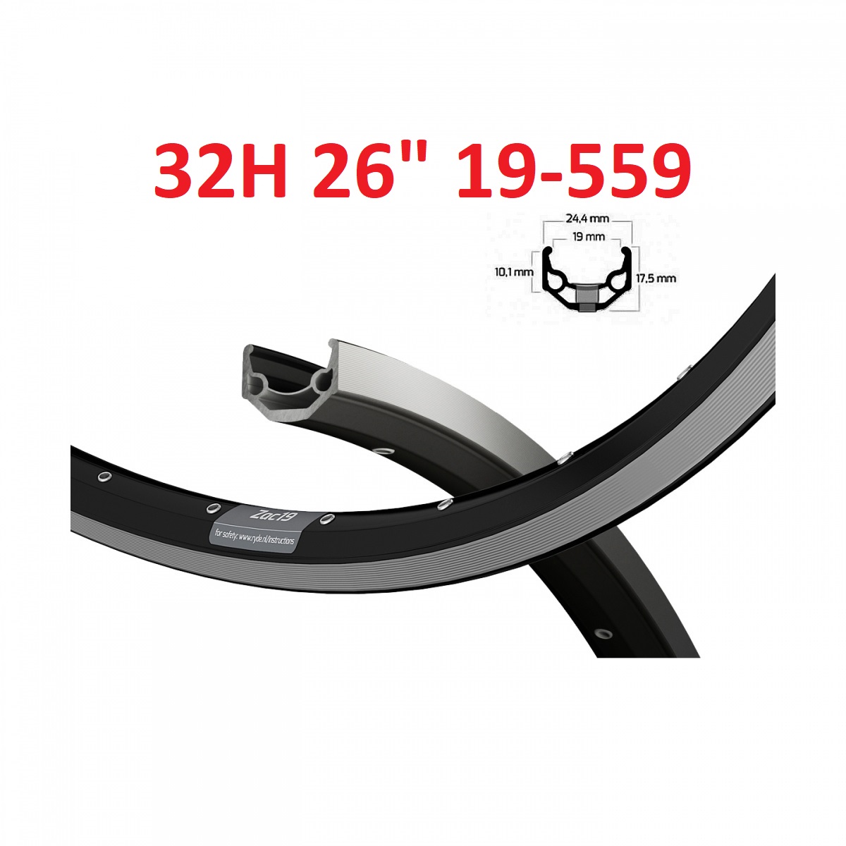 Ryde velg 26 ZAC19 zwart CNC 32/14