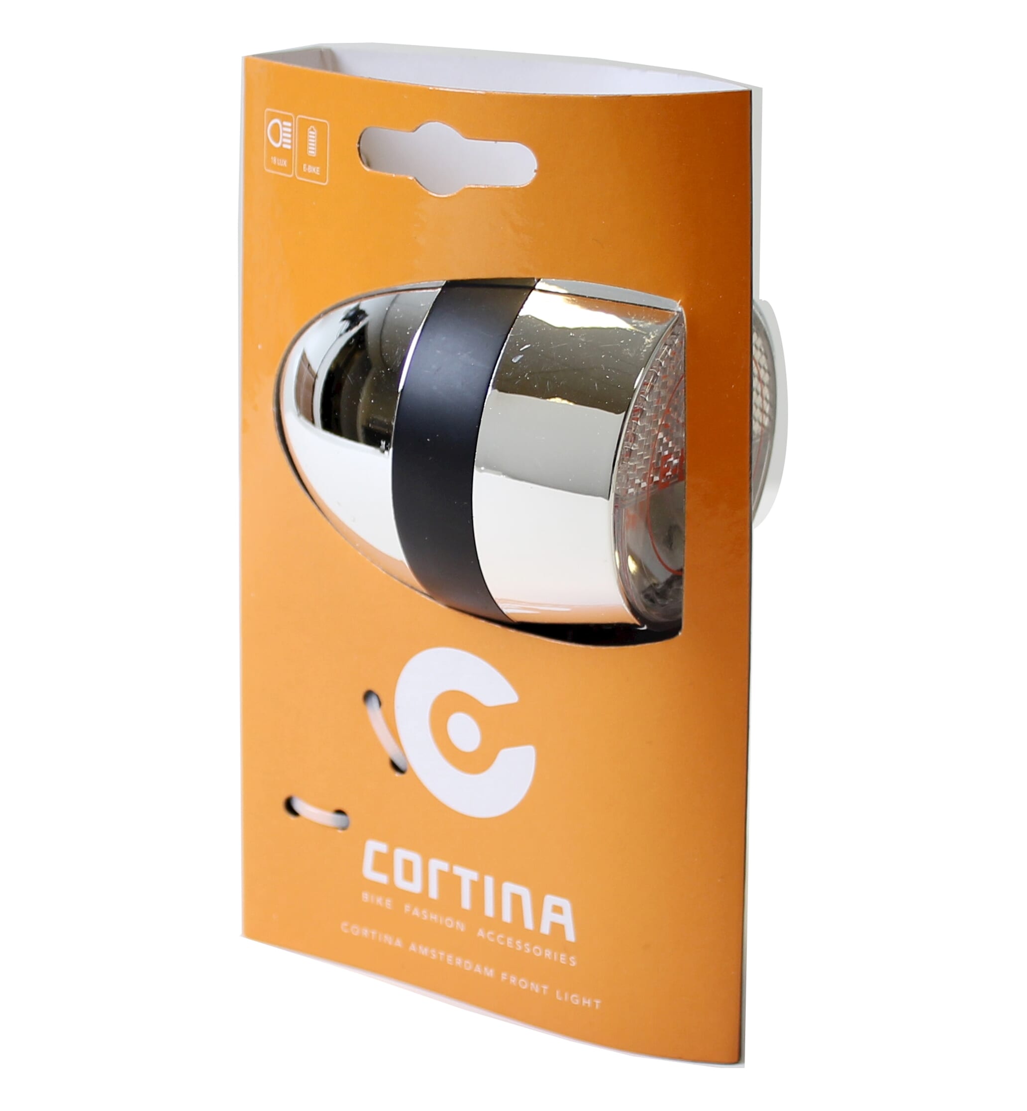 Cortina koplamp Amsterdam E-bike chroom/zwart