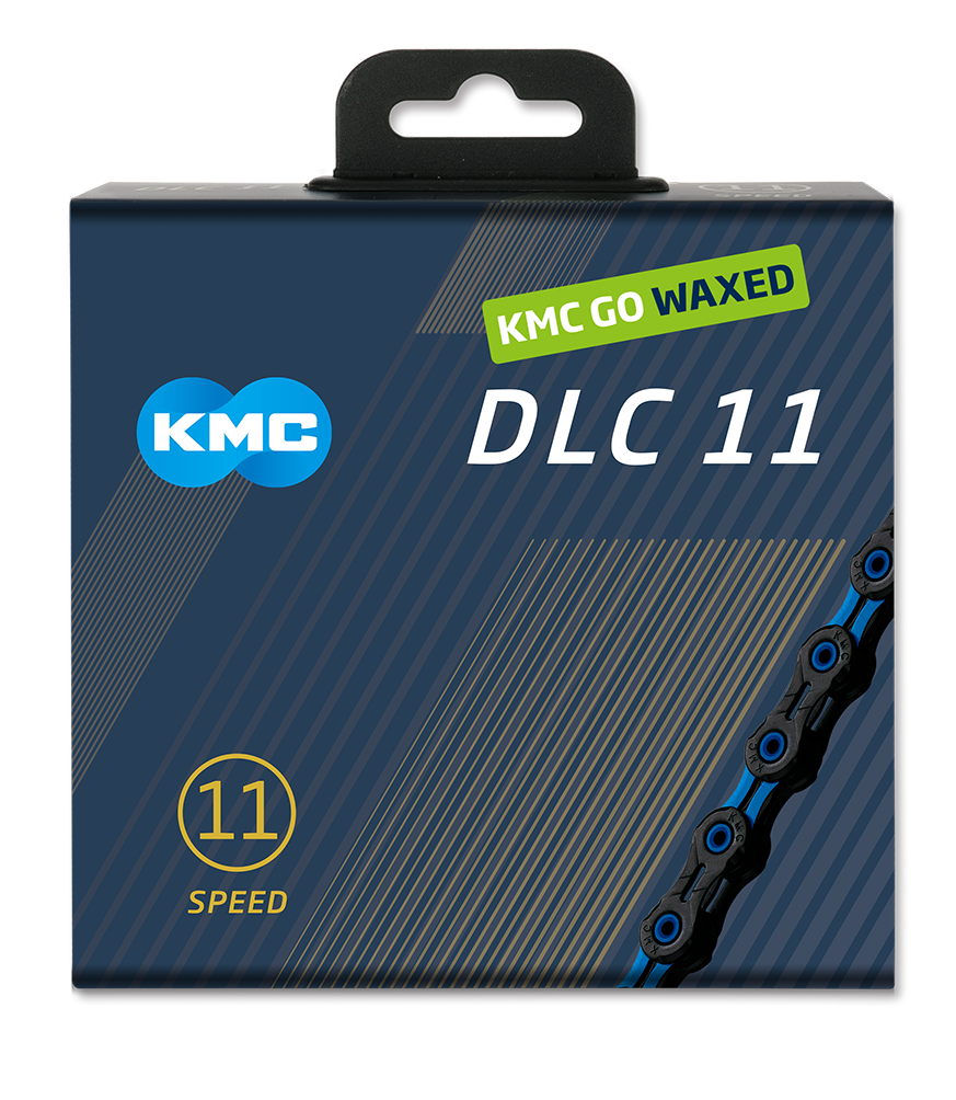 KMC ketting DLC11 black/blue 118s waxed