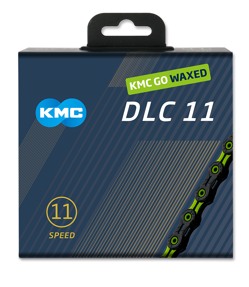 KMC ketting DLC11 black/green 118s waxed