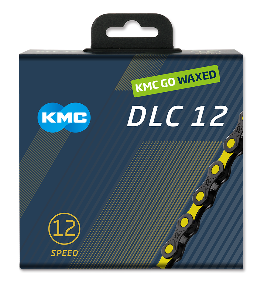 KMC ketting DLC12 black/yellow 126s waxed