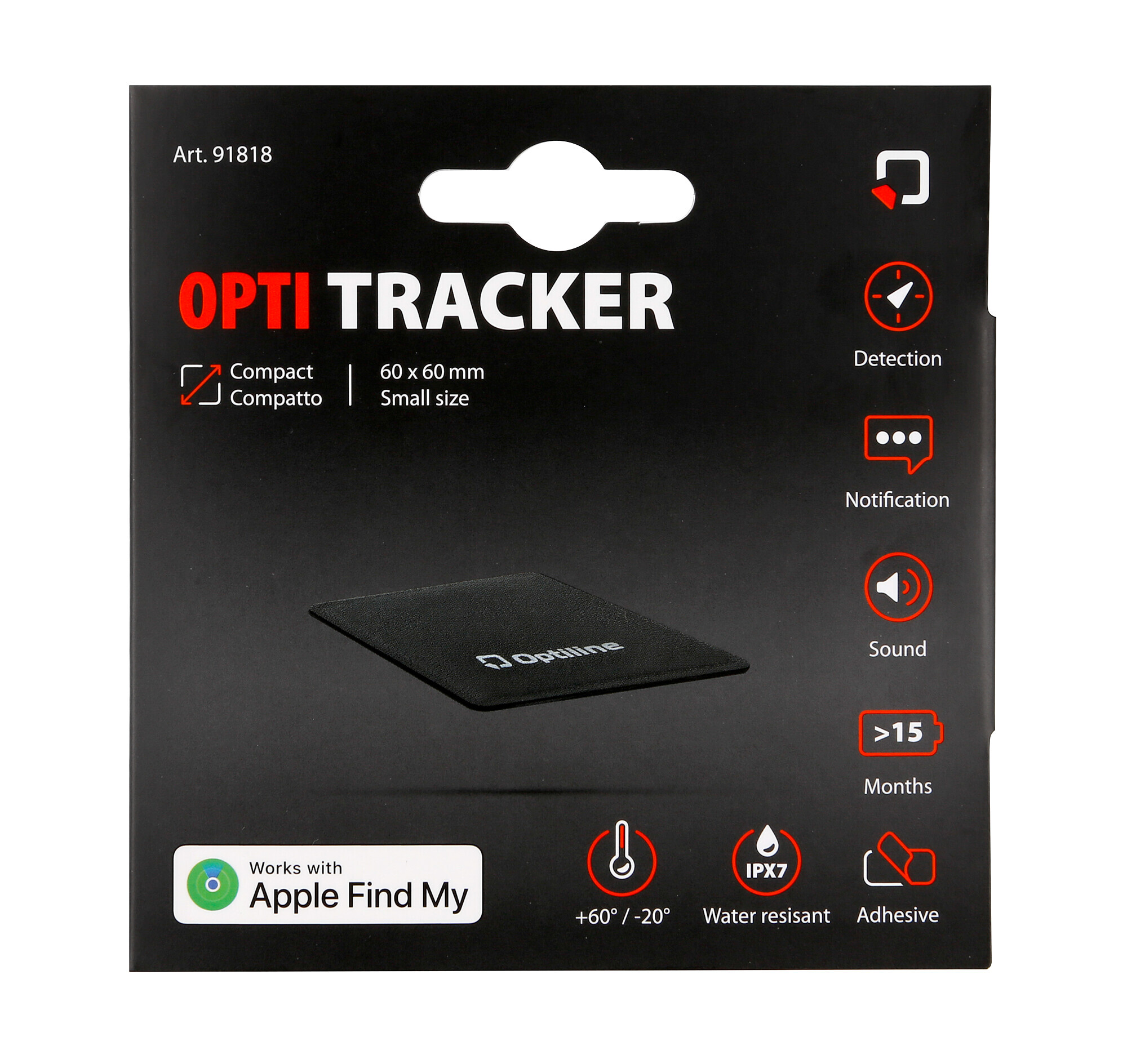 Optiline Tracker Compact, Ultra-thin adhesive locator
