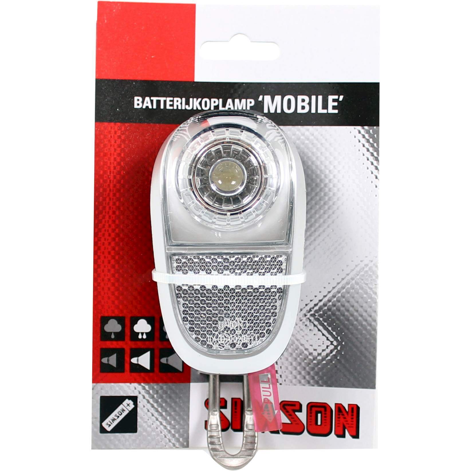 Simson koplamp white led batterij 5 lux