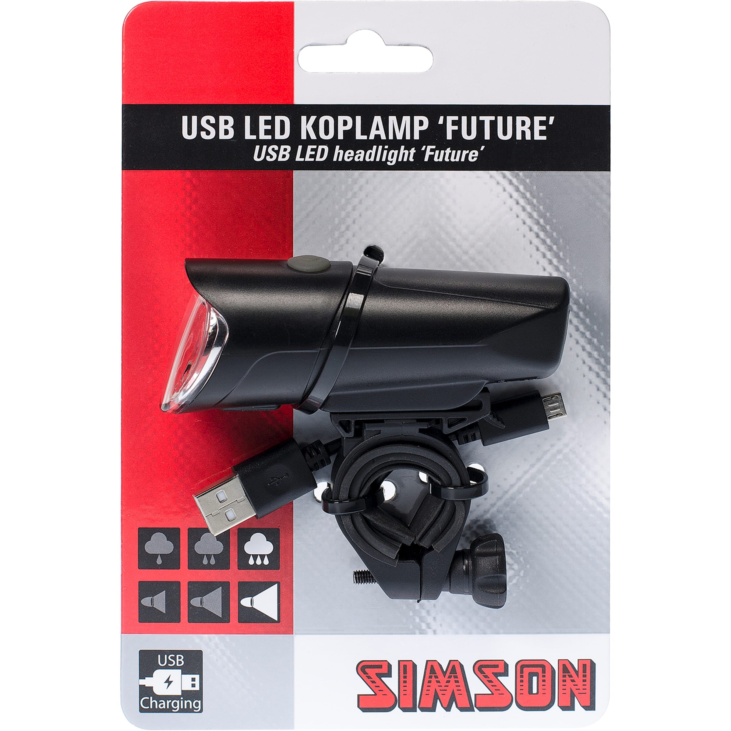 Simson koplamp Future usb 30 lux stuurbocht
