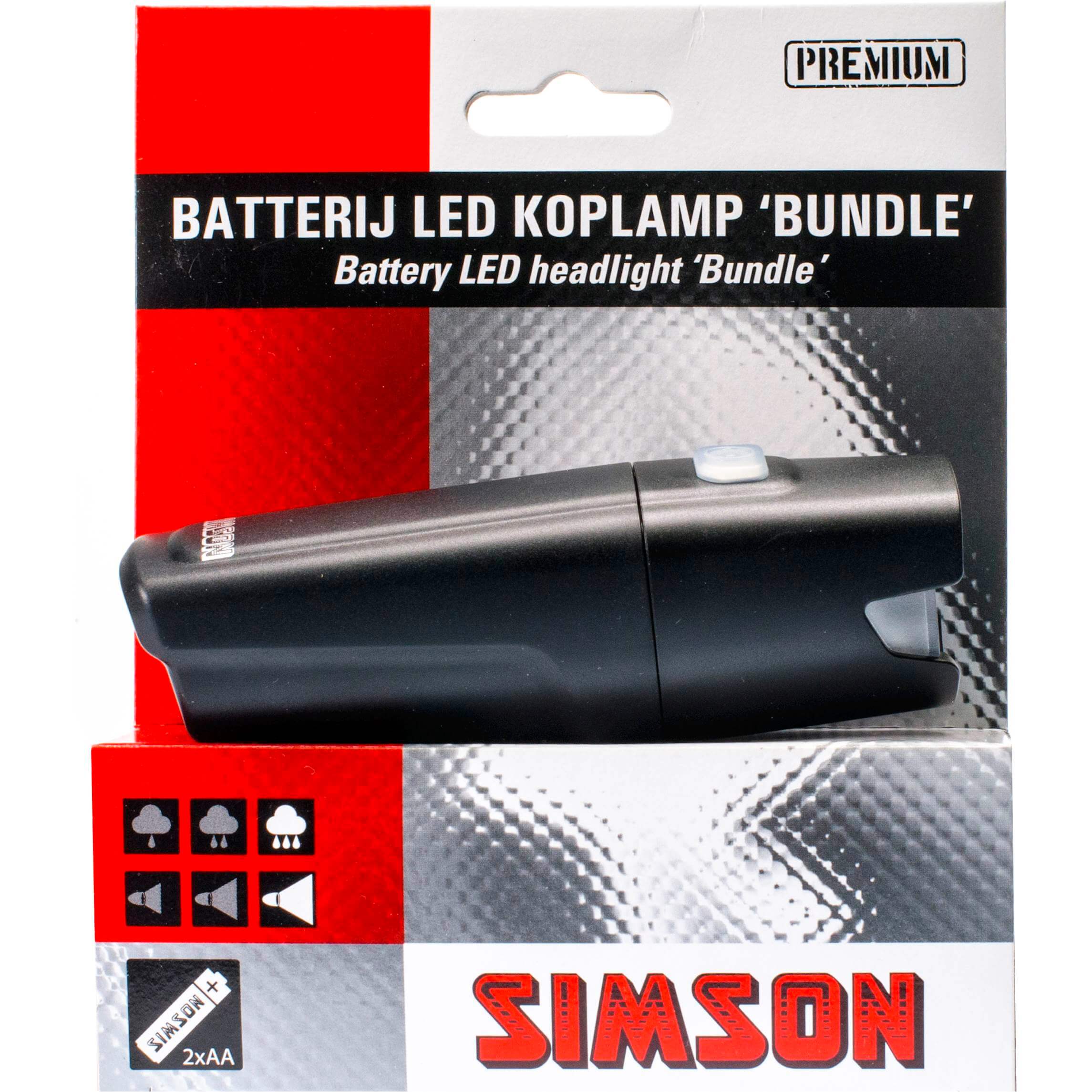 Simson koplamp Bundle batterij 25 lux stuurbocht