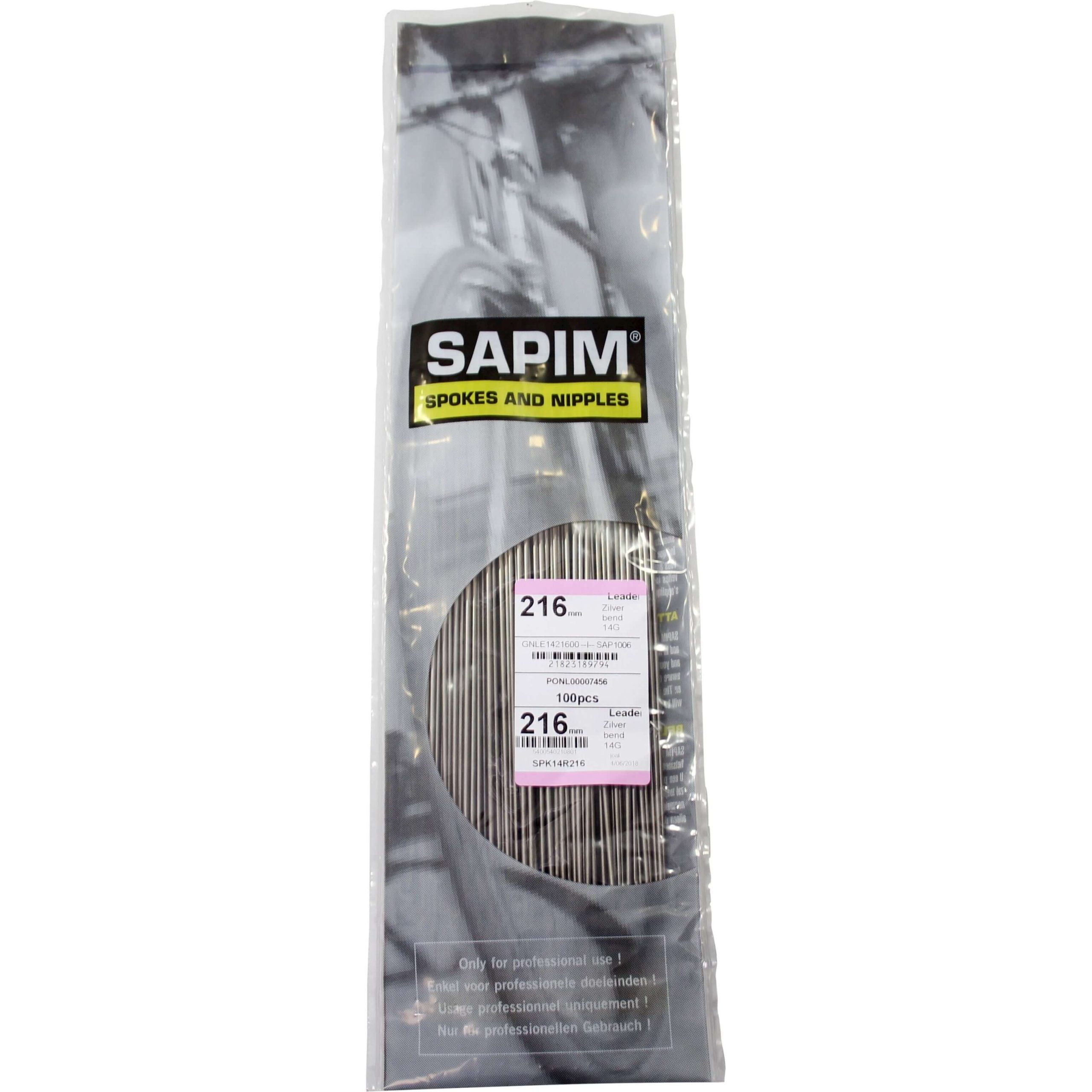 Sapim spaak Leader 14-216 RVS z/nippel (1 stuk)