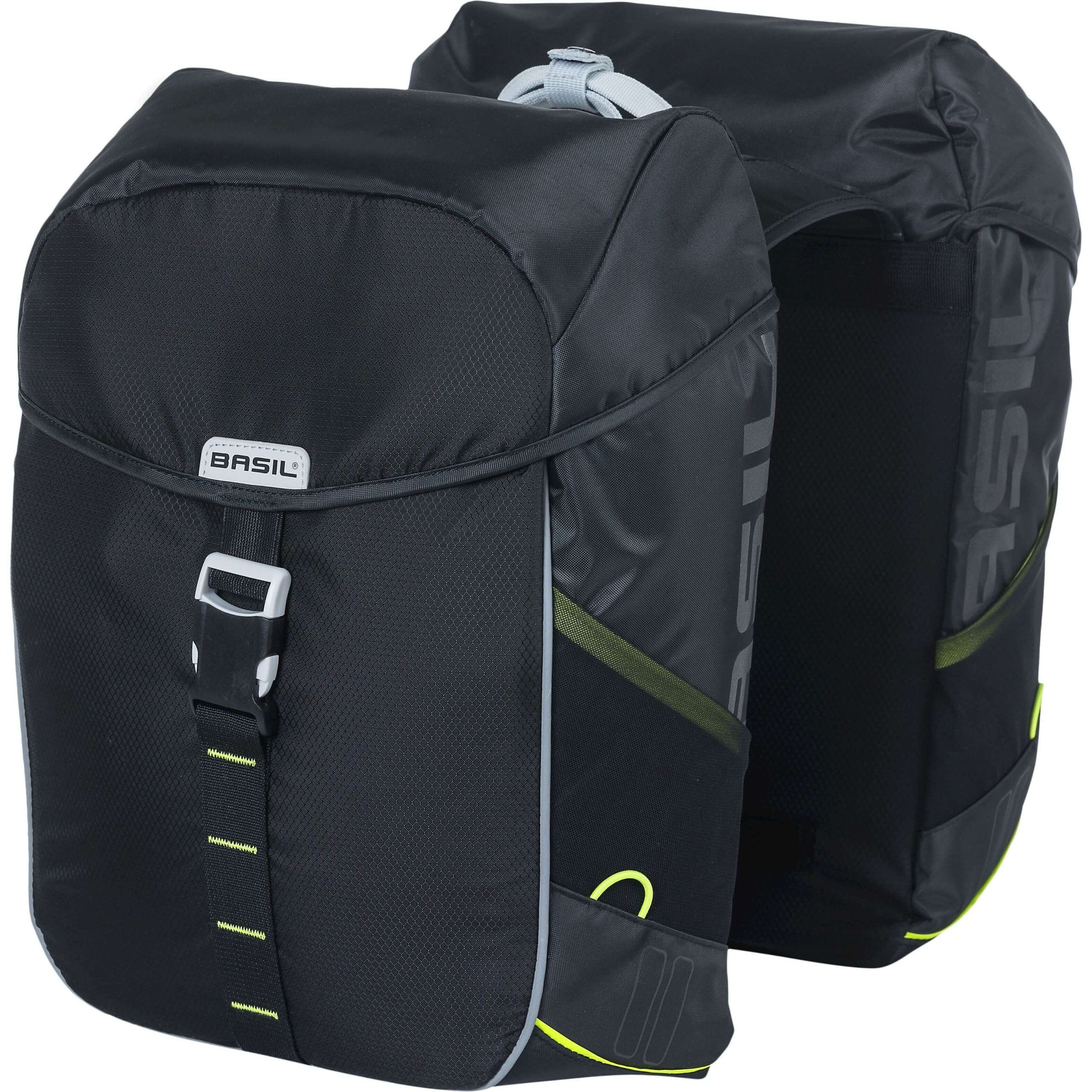 Basil fietstas dubbel Miles black lime 32L