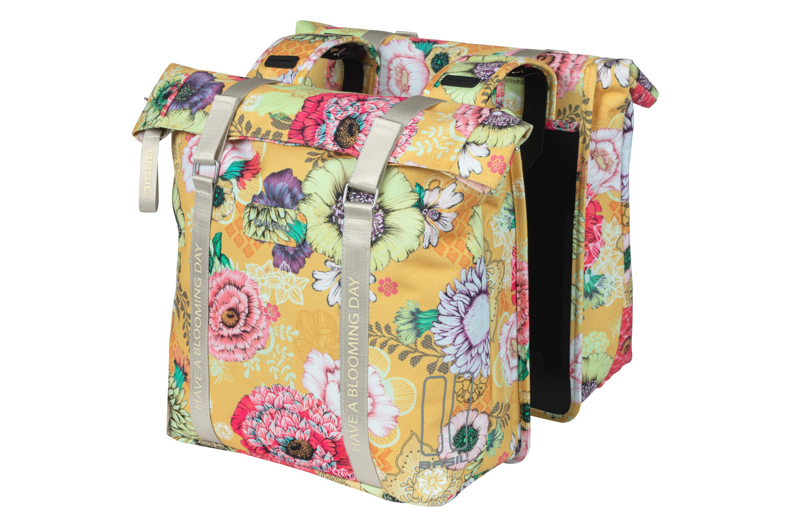Basil fietstas dubbel Bloom Field yellow 28-35L
