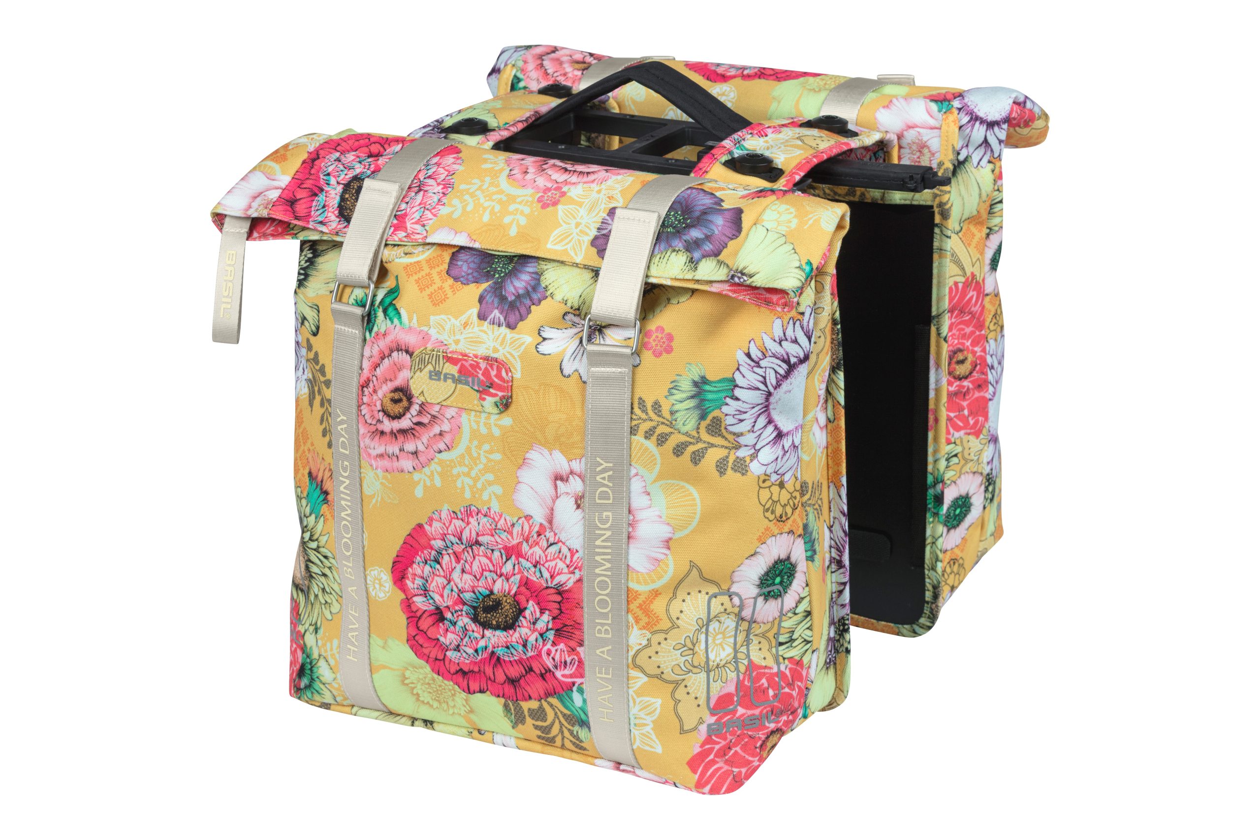 Basil fietstas dubbel Bloom Field yellow MIK 28-35L
