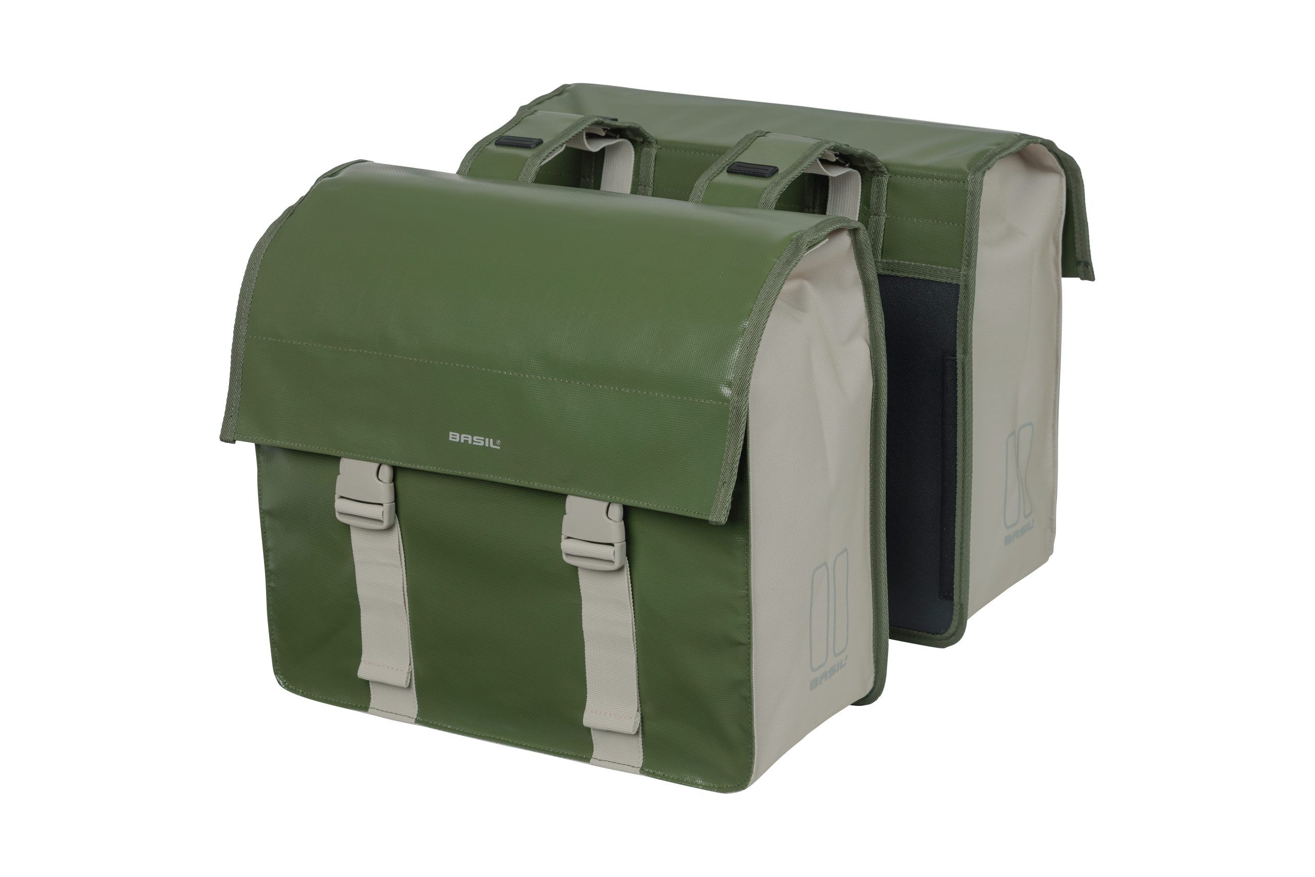 Basil fietstas dubbel Urban load moss green / sand 48-53L