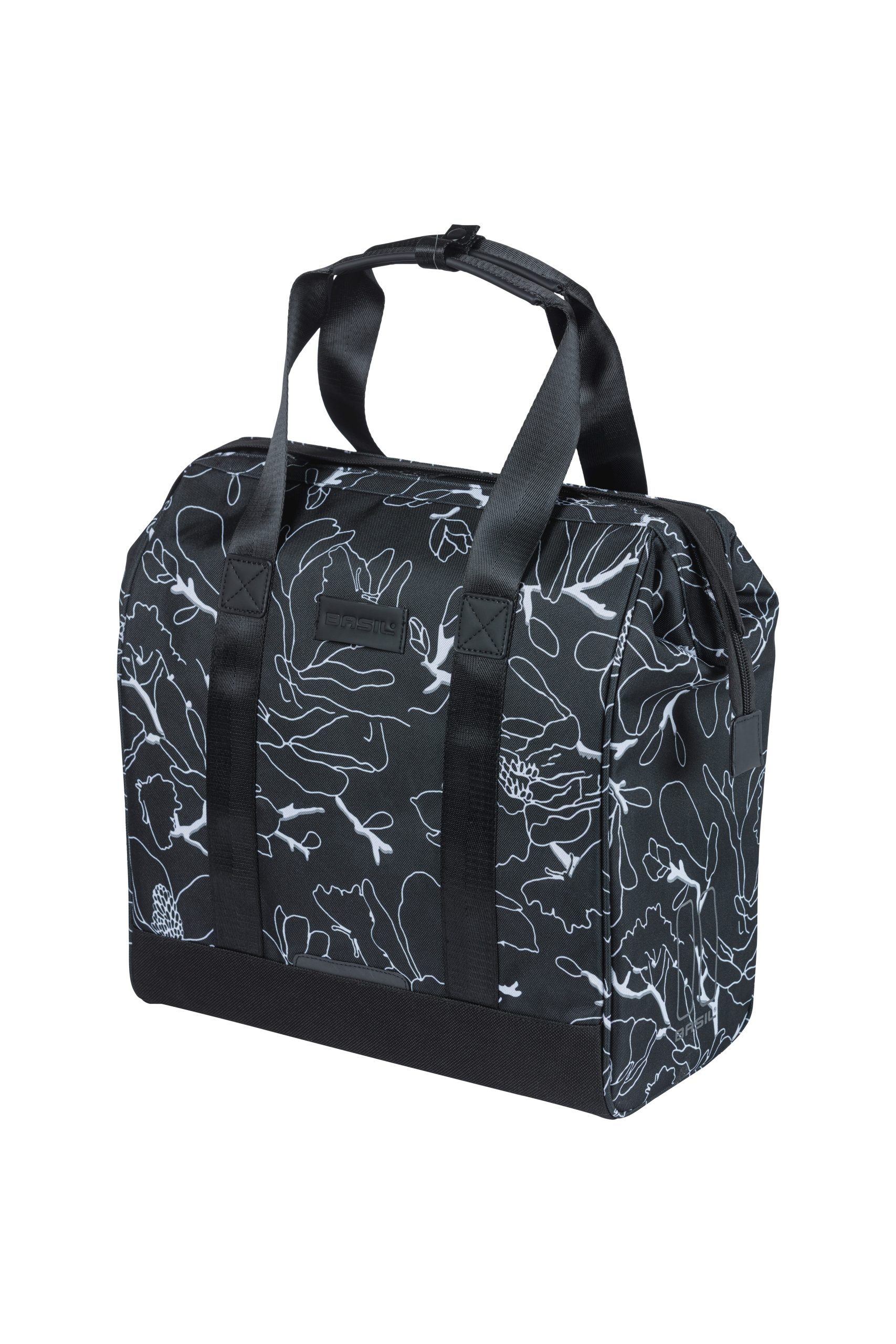 Basil shoppertas Grand Flower zwart 23L