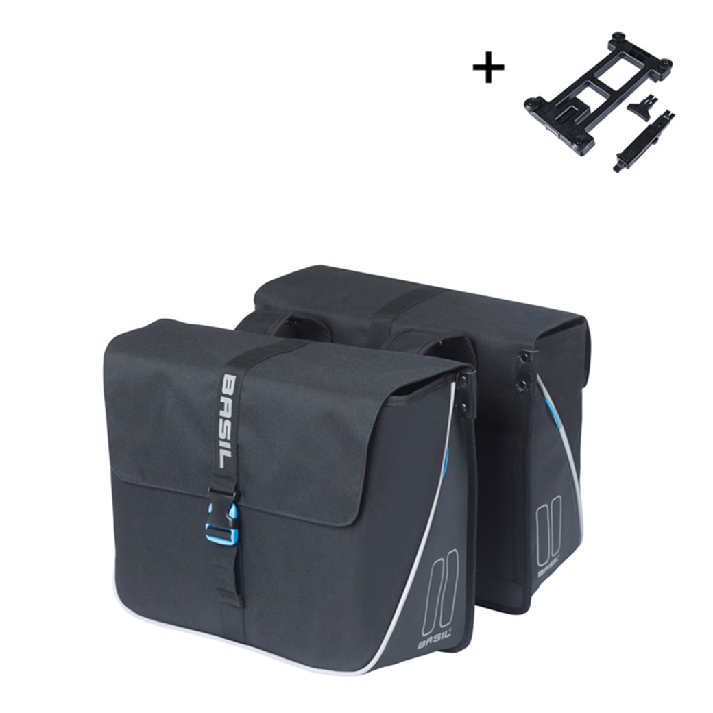 Basil fietstas dubbel Forte zwart MIK 35L