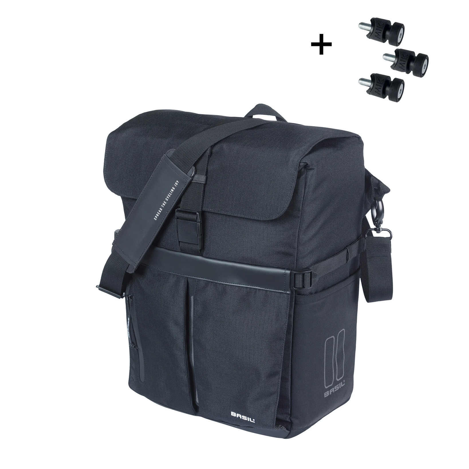 Basil schoudertas Move MIK Studs zwart 15L