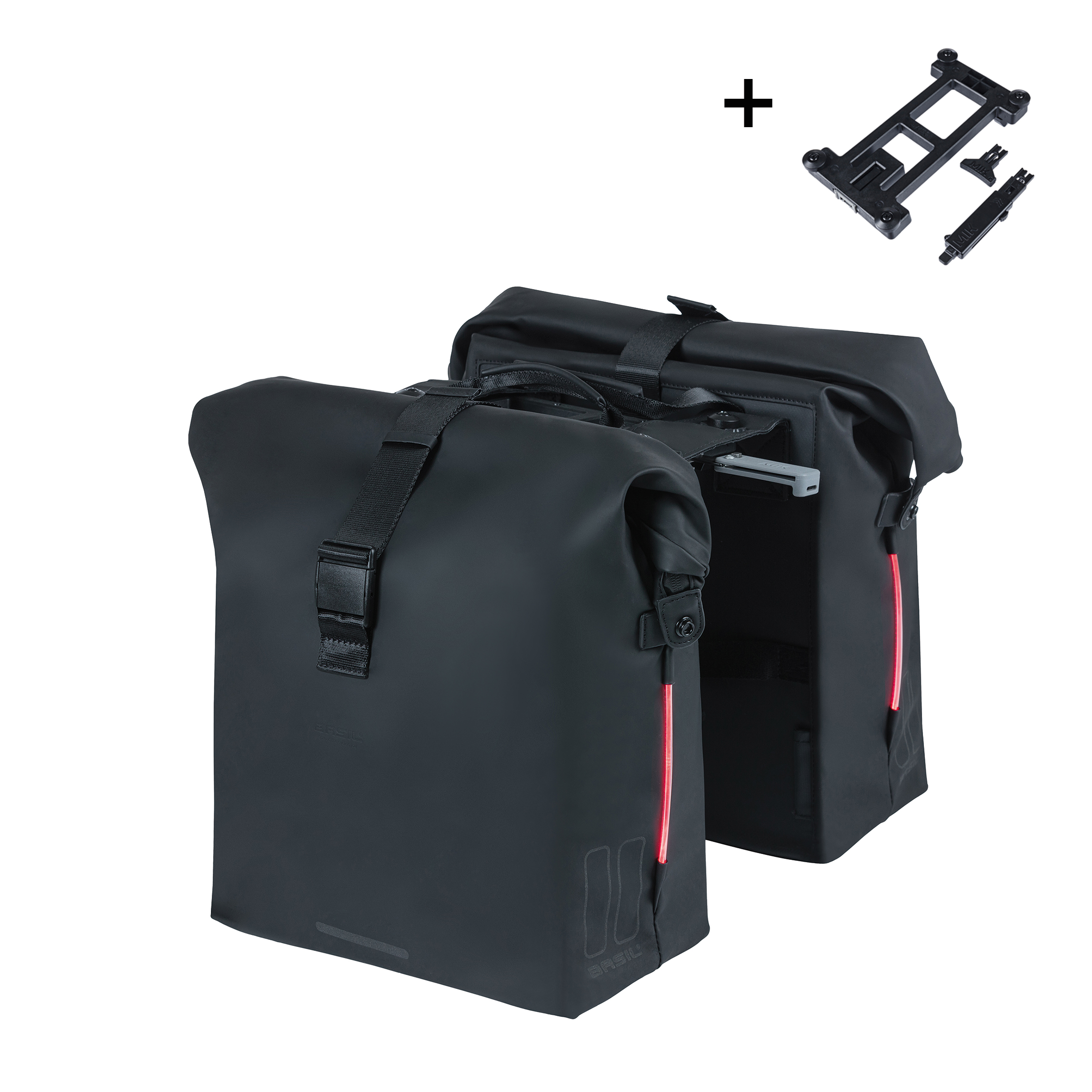 Basil fietstas dubbel SoHo Nordlight MIK night zwart 41L