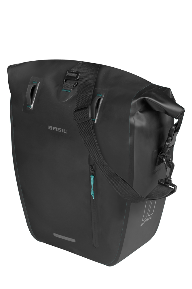 Basil fietstas enkel Rivo L MIK Hooks zwart 25-31L