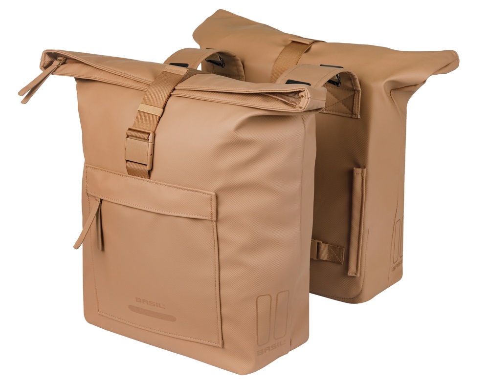 Basil fietstas dubbel Brooklyn zand 41L