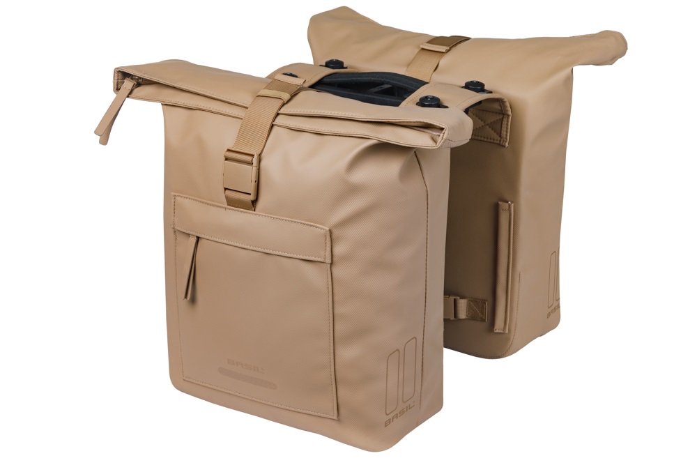 Basil fietstas dubbel Brooklyn zand MIK 41L