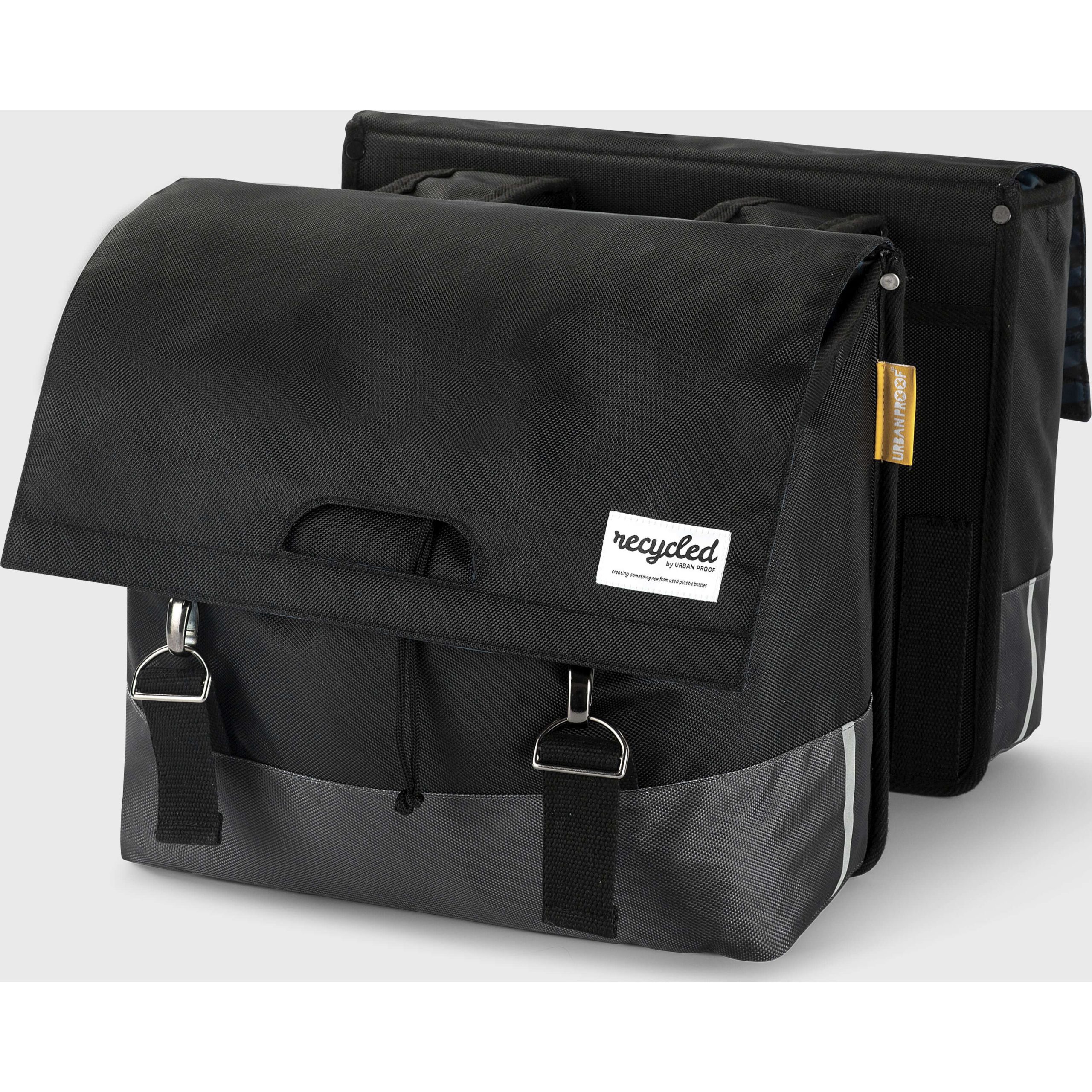 Urban Proof fietstas dubbel 40L recycled zwart grijs
