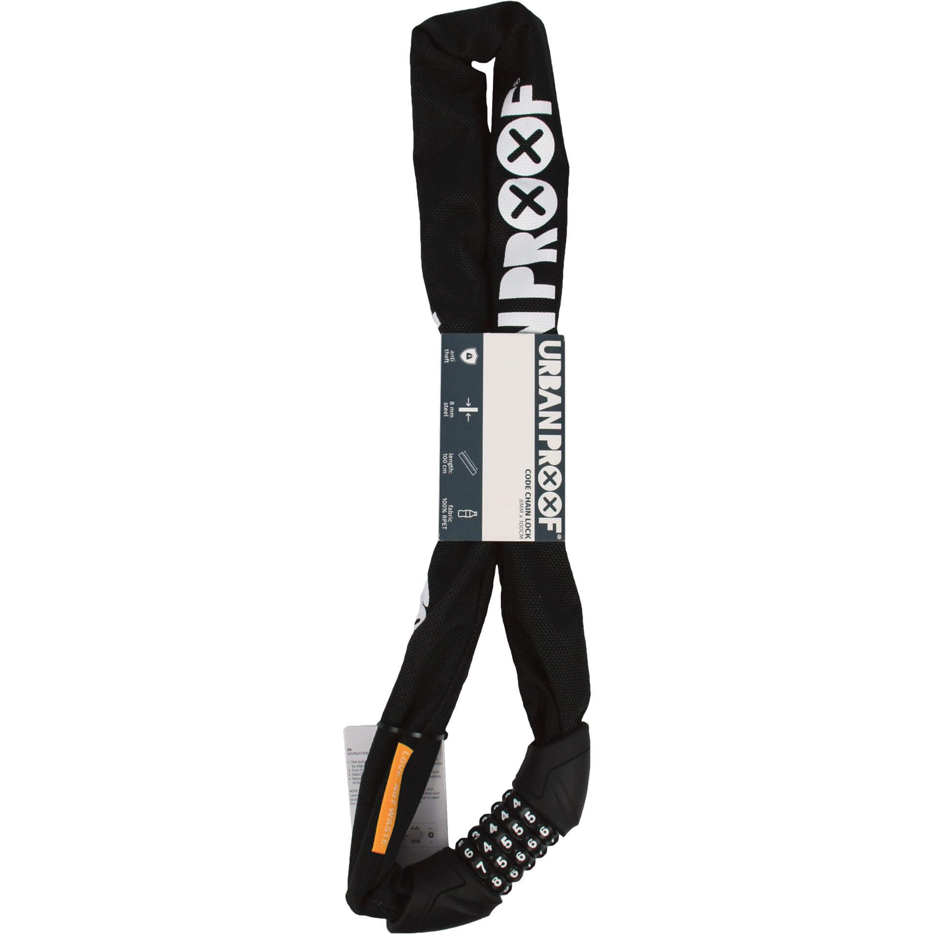 Urban Proof kettingslot code 100/8 Recycled zwart