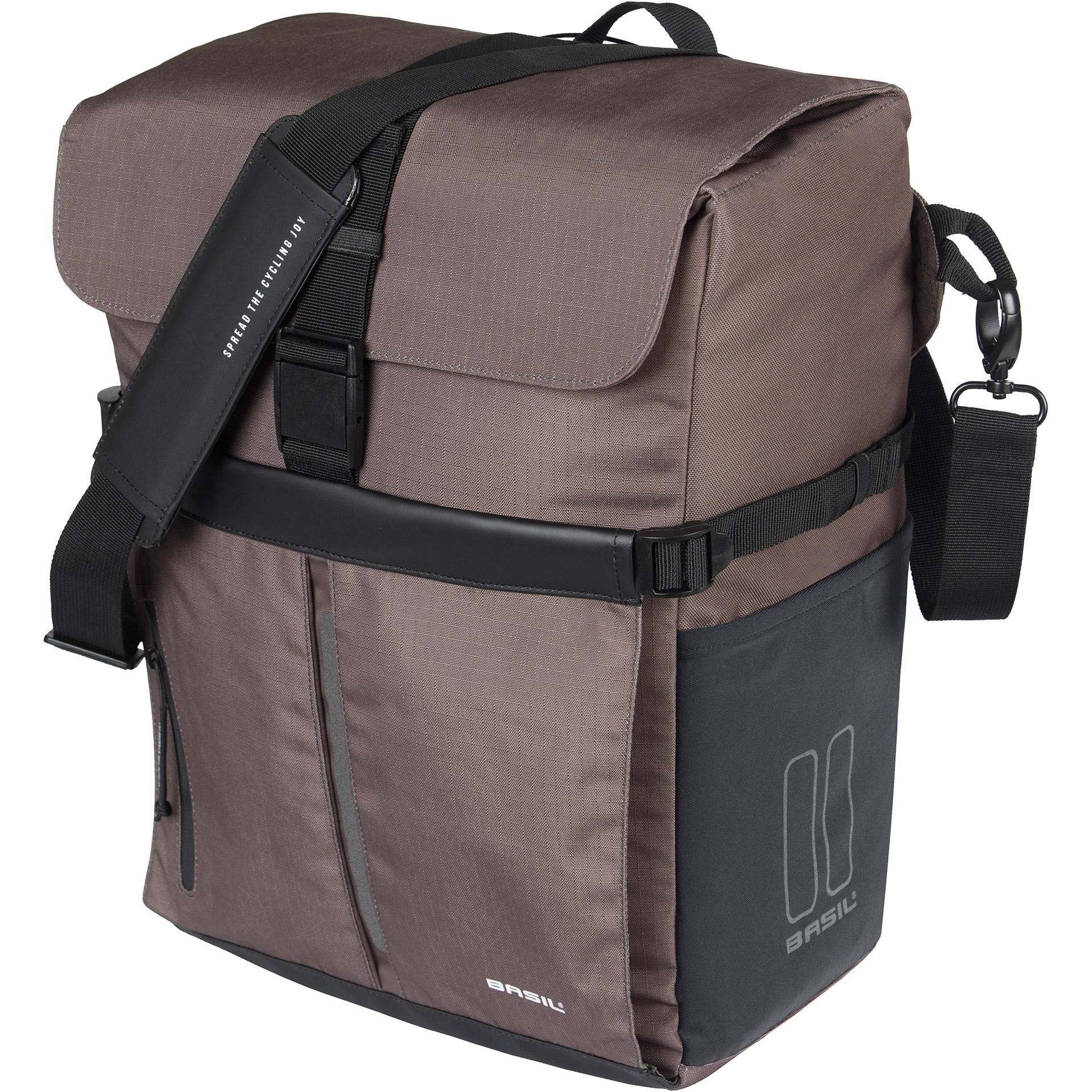 Basil schoudertas Move MIK hooks 15l bruin