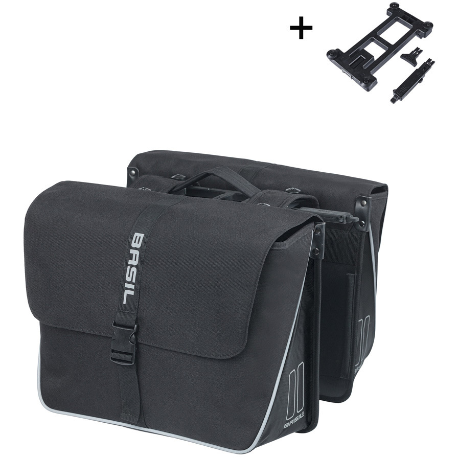 Basil dubbele tas Forte MIK 35l zwart