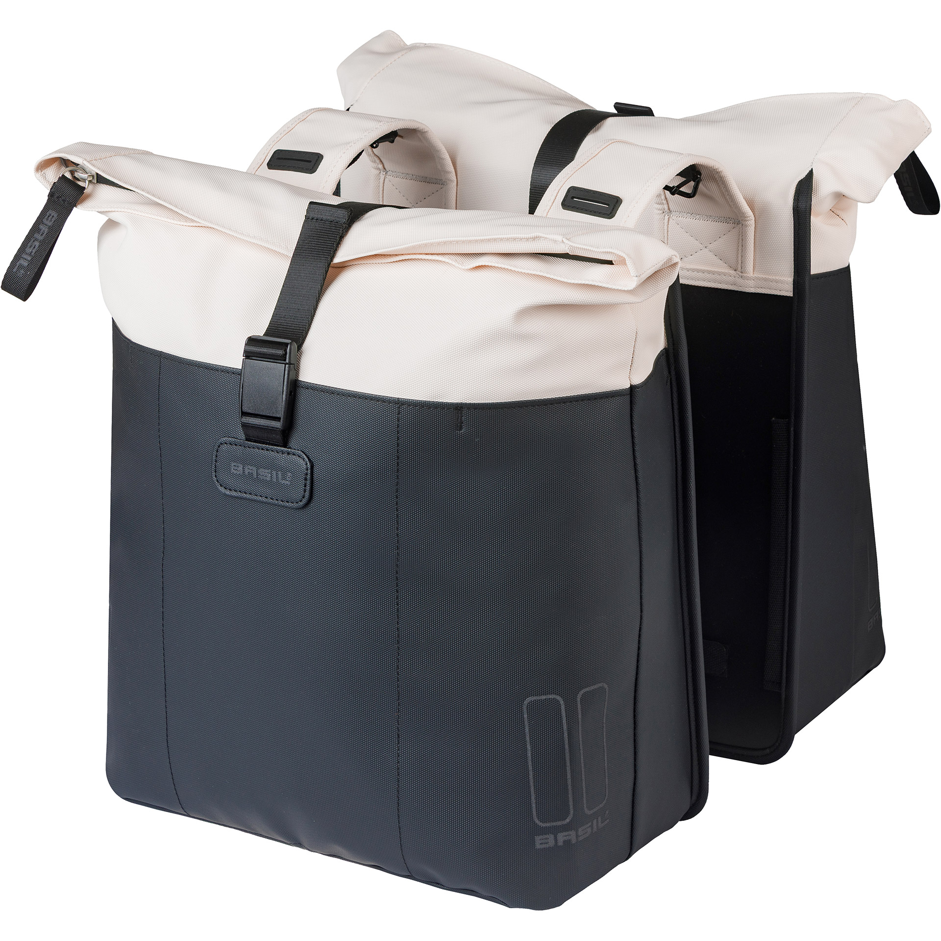 Basil dubbele tas Vive 28-35l gebroken wit/zwart