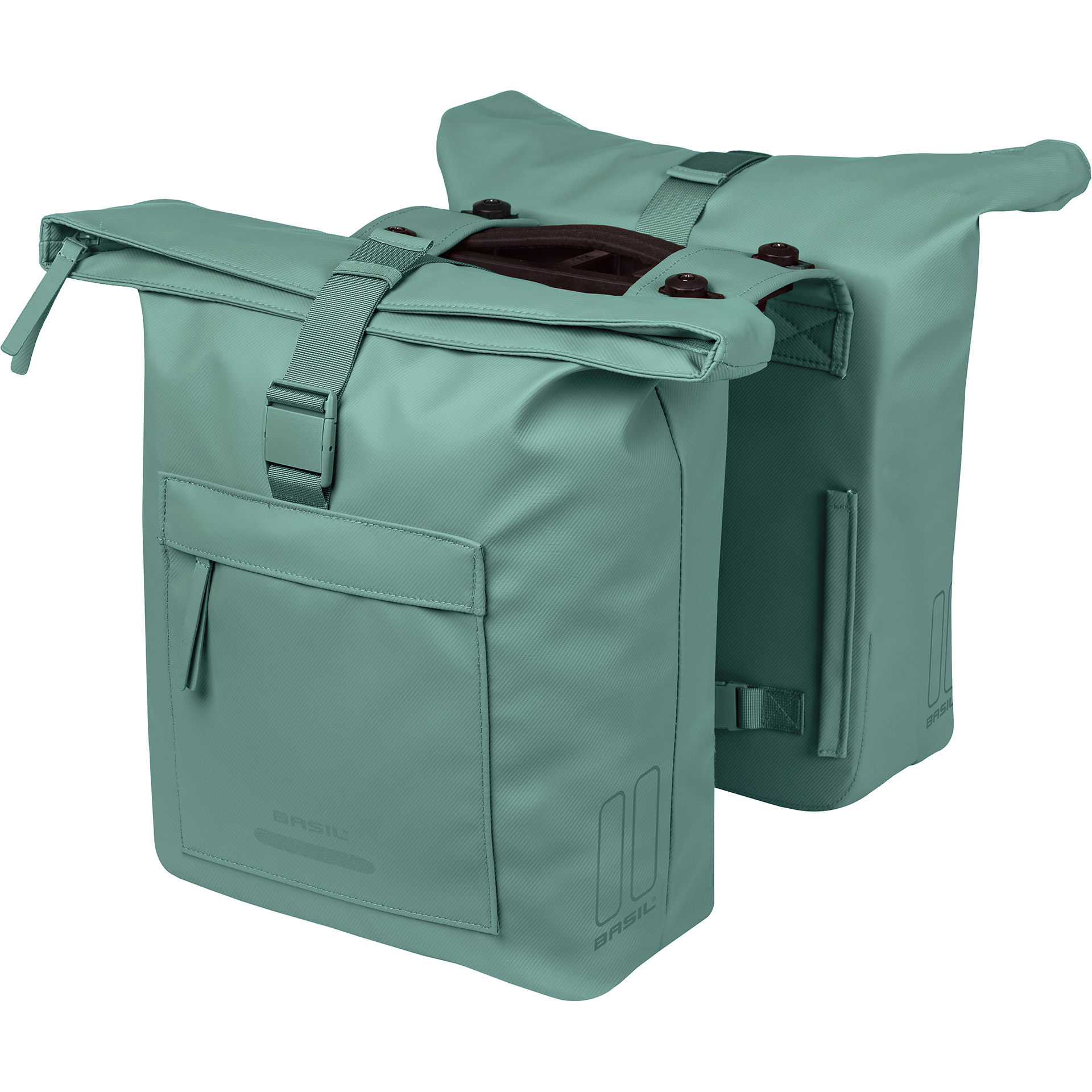 Basil dubbele tas Brooklyn MIK 41l zilvergroen