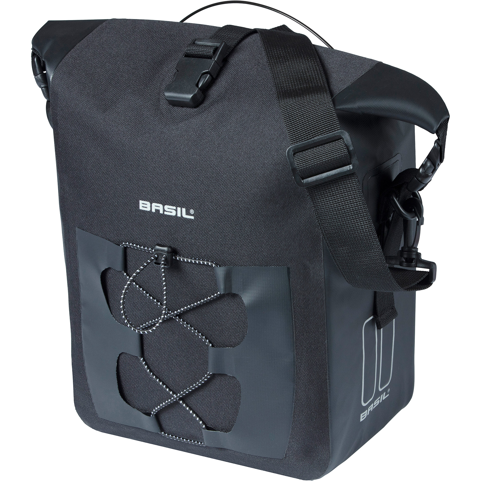 Basil enkele tas Navigator M MIK studs waterproof 14l zwart