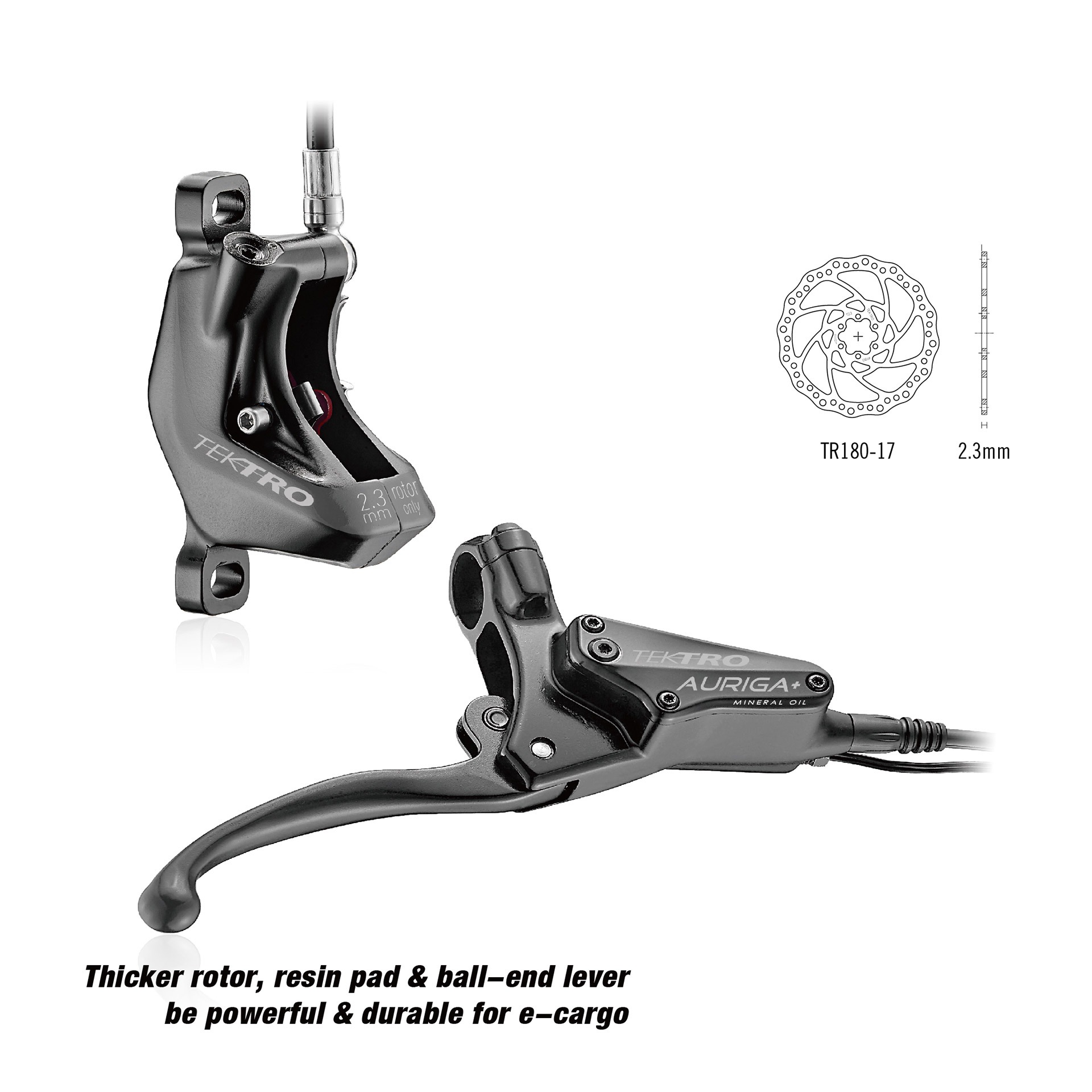 Tektro HD-E740 hydr.schijfrem Auriga RH, 1800mm leiding, zw.