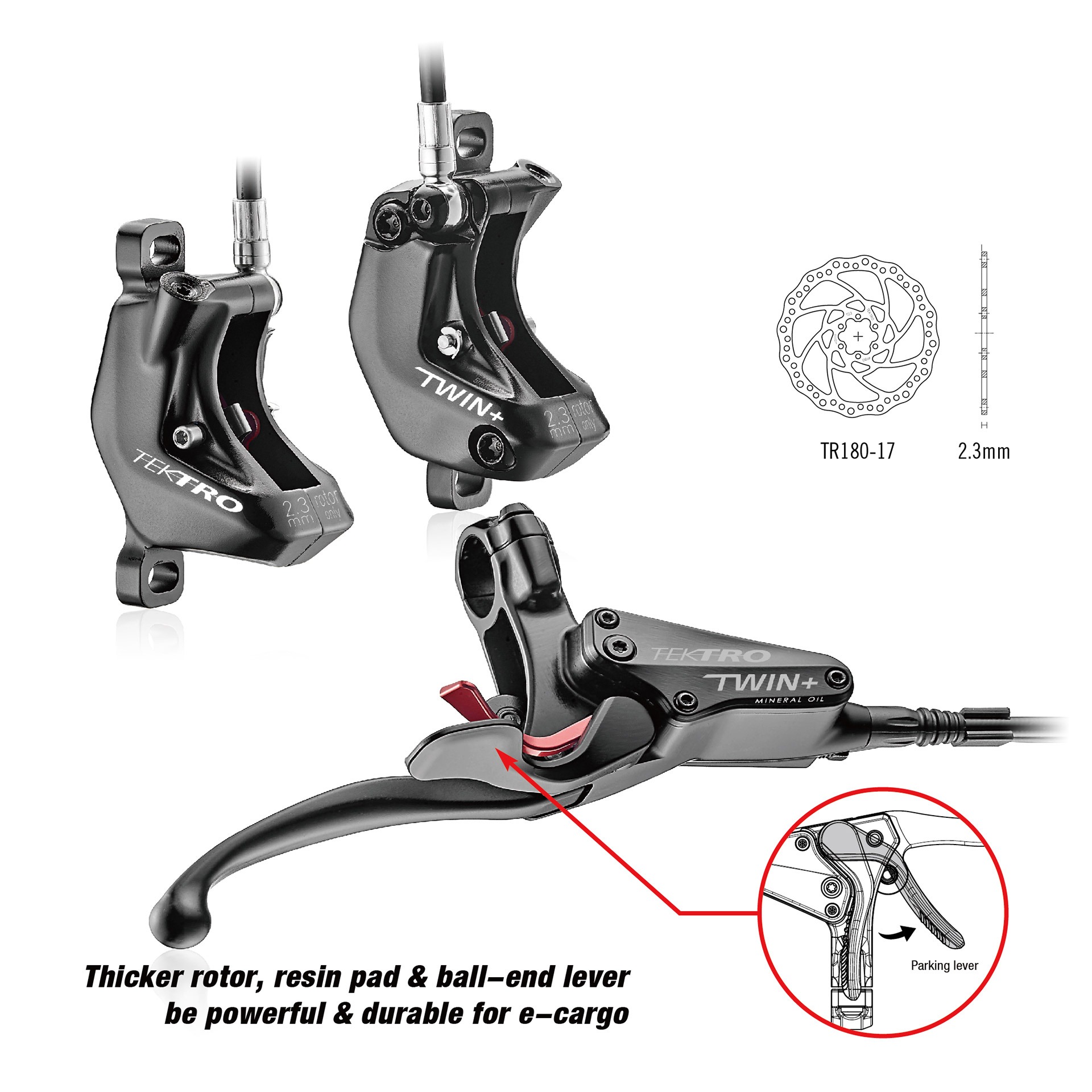 Tektro HD-E745 hydr.schijfrem Auriga LH, 1400/700/250mm, zw.