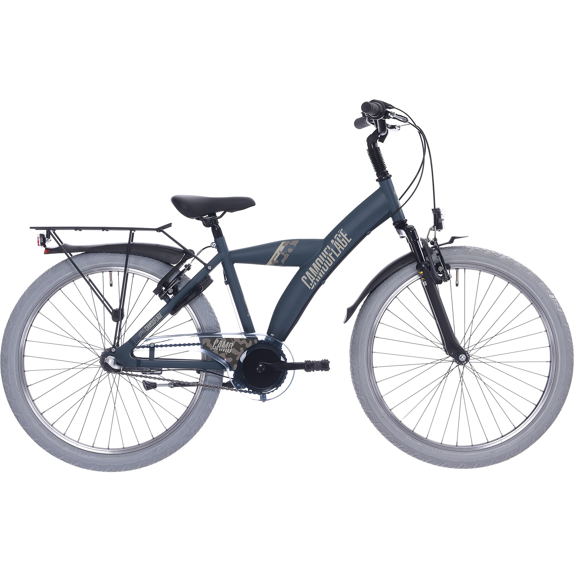 BFN jongensfiets Camouflage 24" 3v remnaaf mat donkergroen