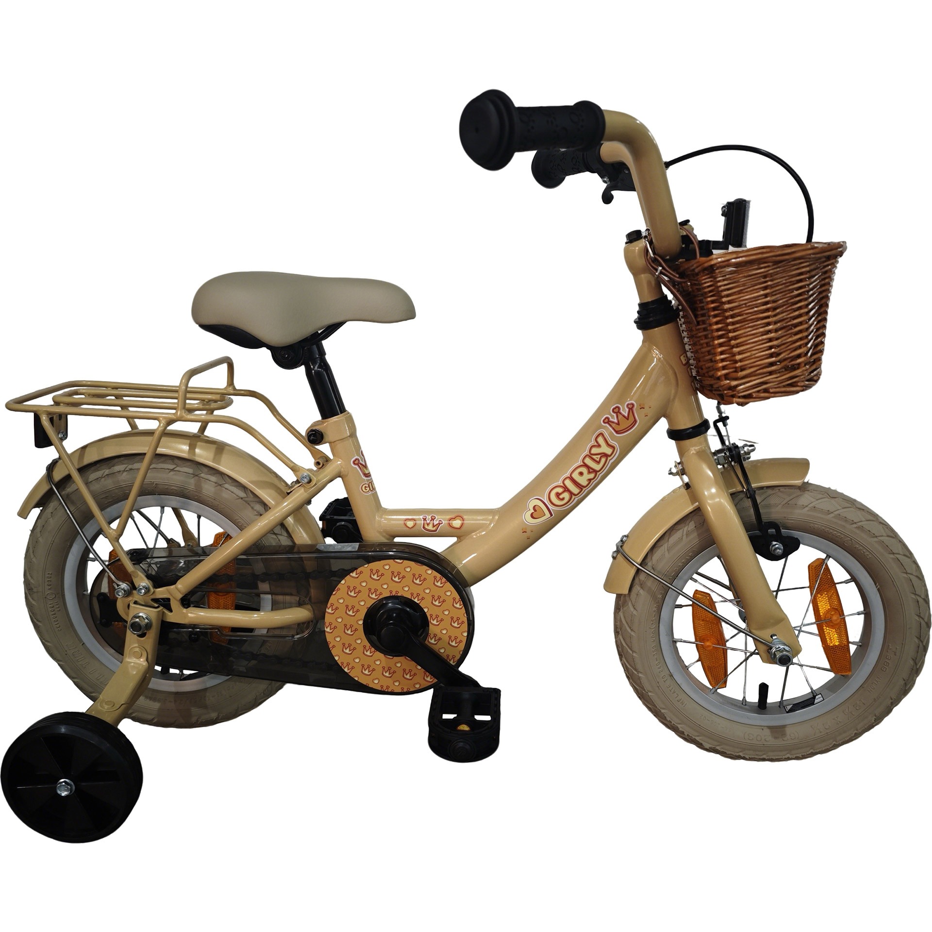 BFN meisjesfiets Girly 12" met rotan mandje goud