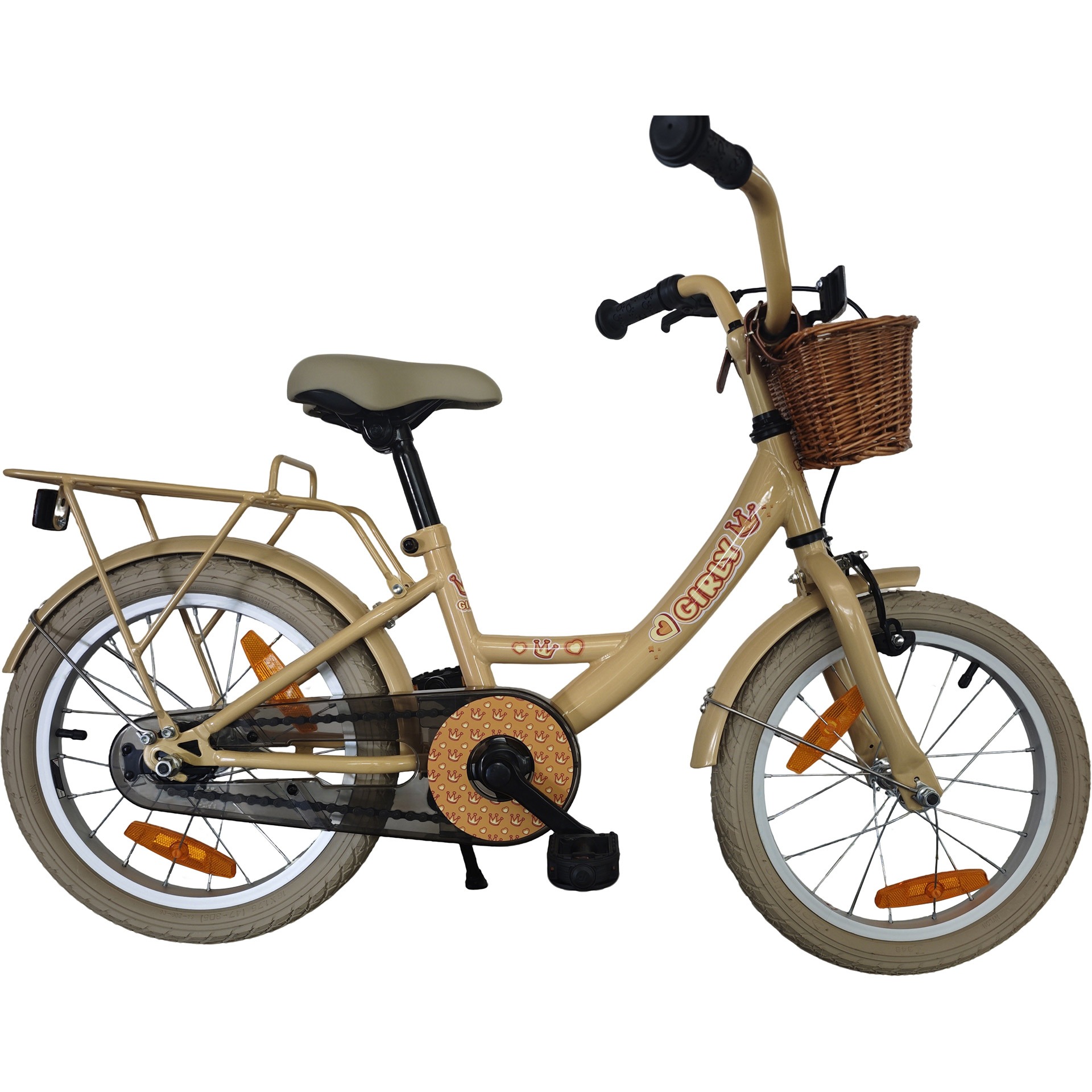 BFN meisjesfiets Girly 16" met rotan mandje goud