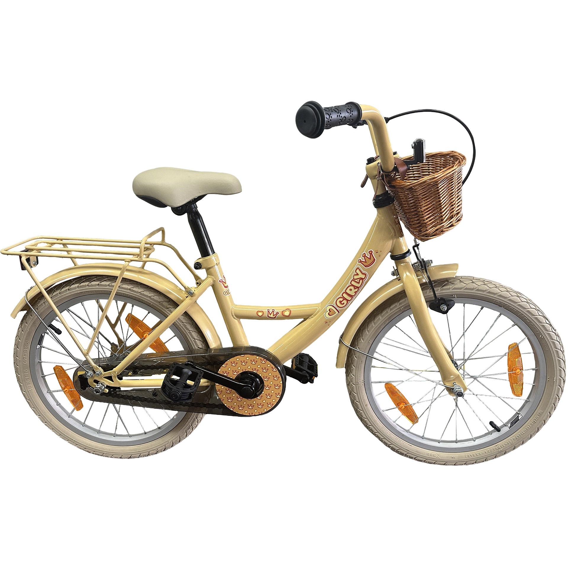 BFN meisjesfiets Girly 18" met rotan mandje goud