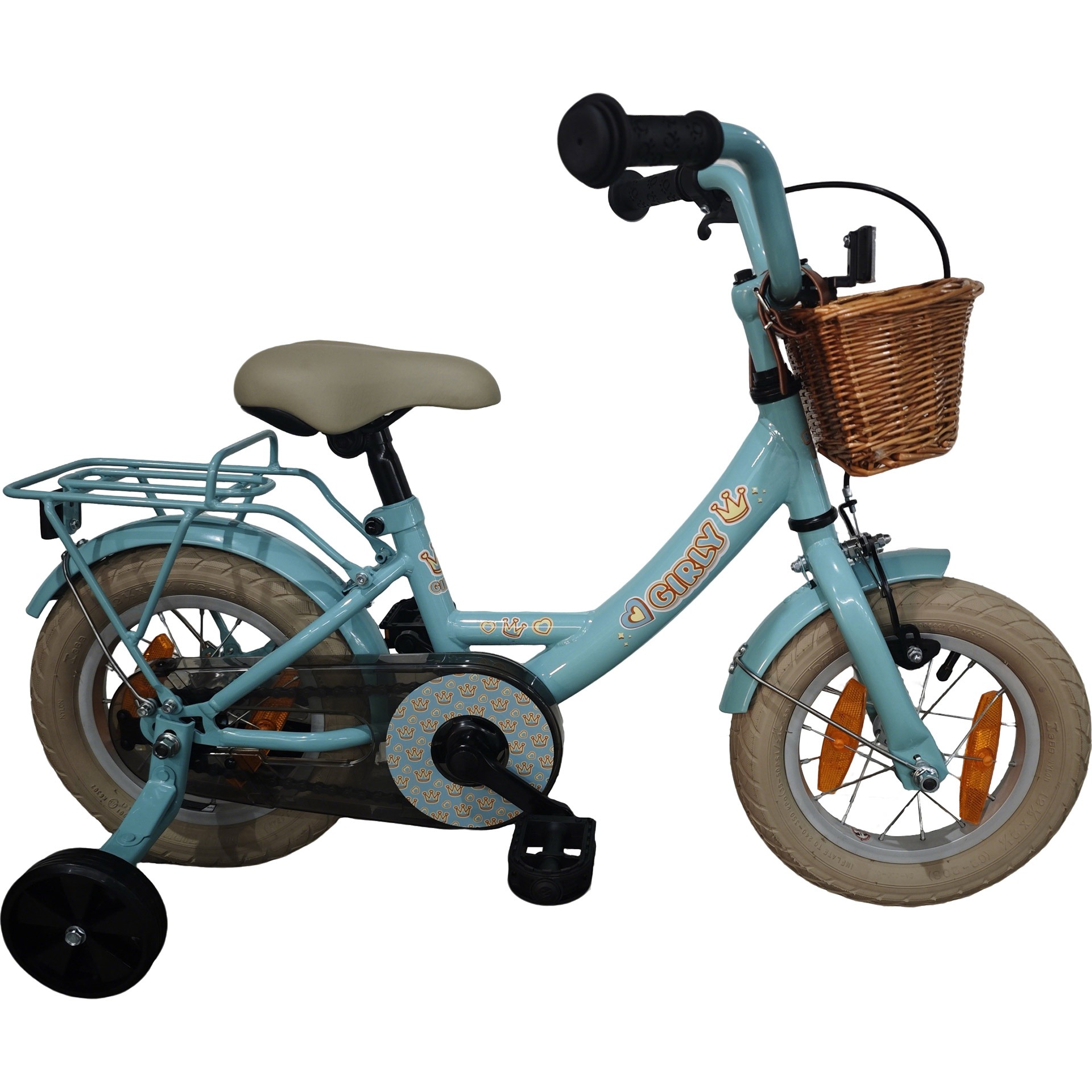 BFN meisjesfiets Girly 12" met rotan mandje blauw