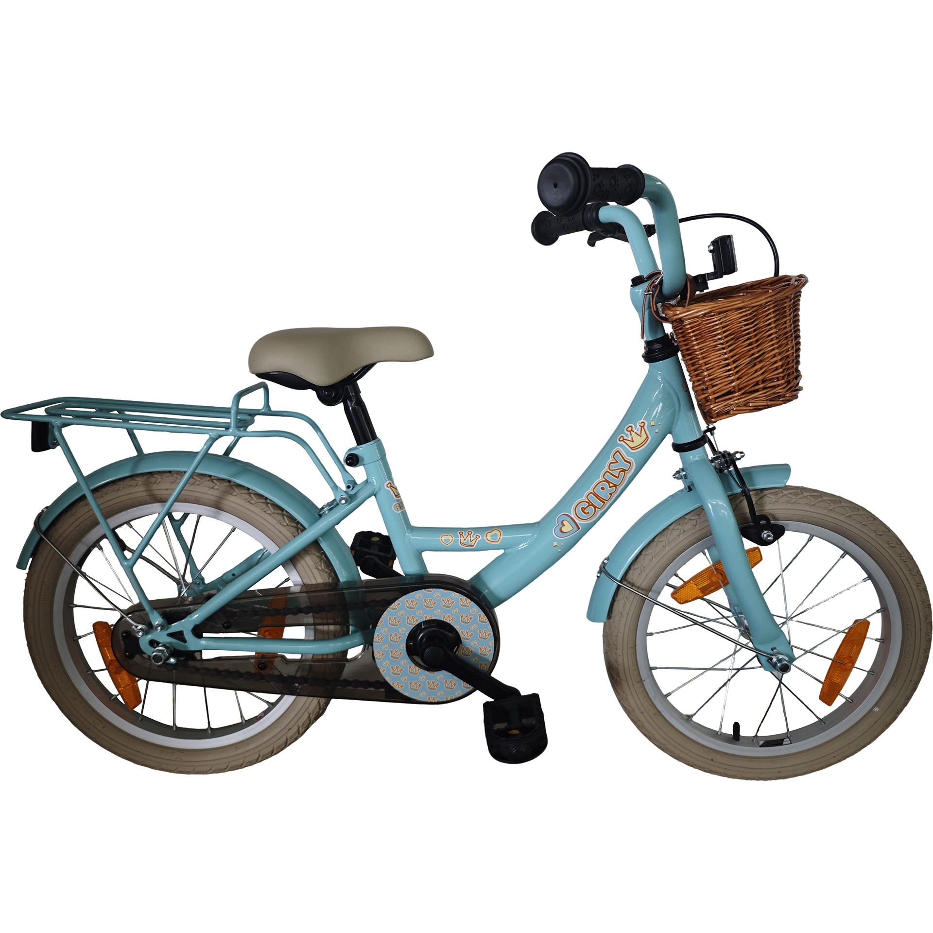 BFN meisjesfiets Girly 16" met rotan mandje blauw