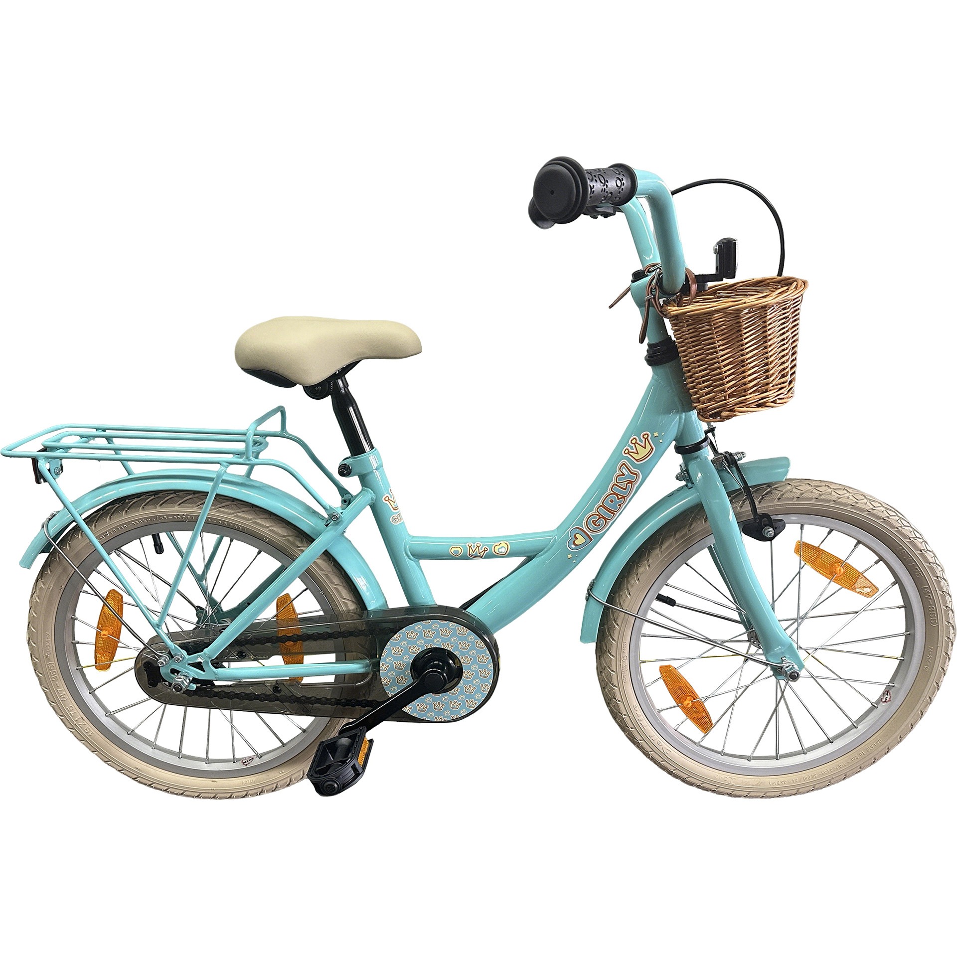 BFN meisjesfiets Girly 18" met rotan mandje blauw