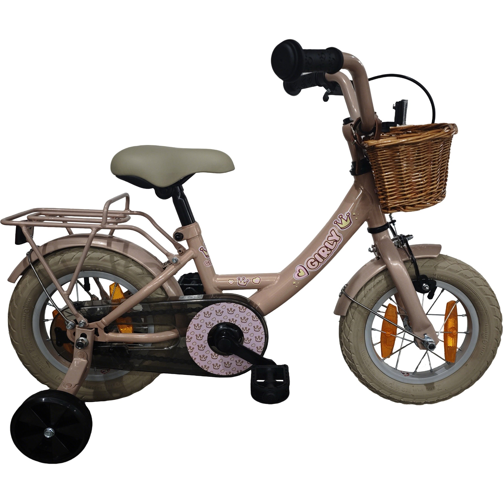 BFN meisjesfiets Girly 12" met rotan mandje roze