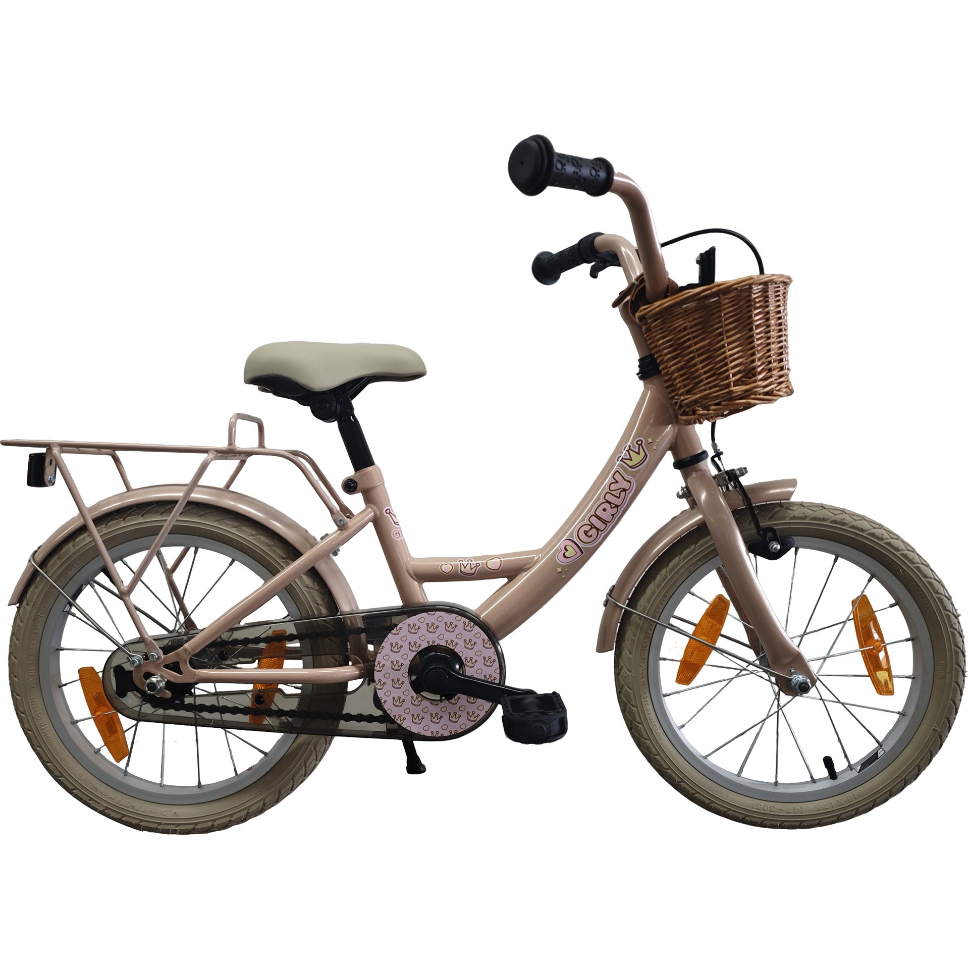 BFN meisjesfiets Girly 16" met rotan mandje roze