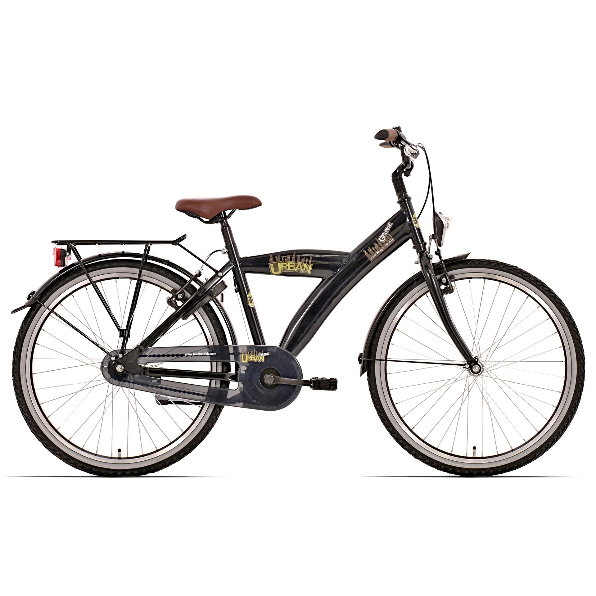 BFN jongensfiets Urban 24" 3v remnaaf glans zwart