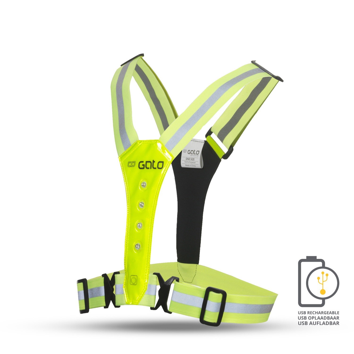 Gato safer sport led vest usb neon yellow one size