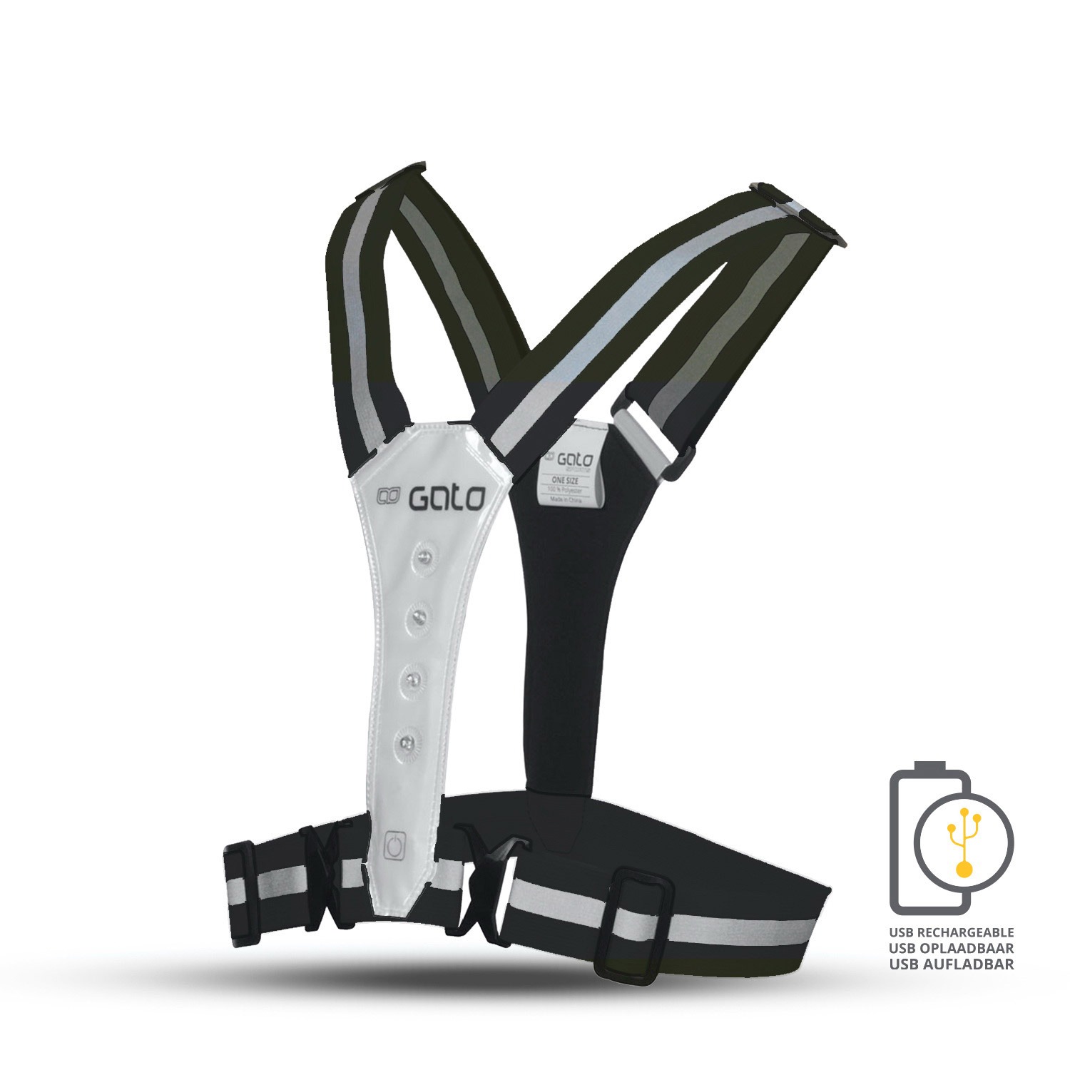 Gato safer sport led vest usb antracite one size