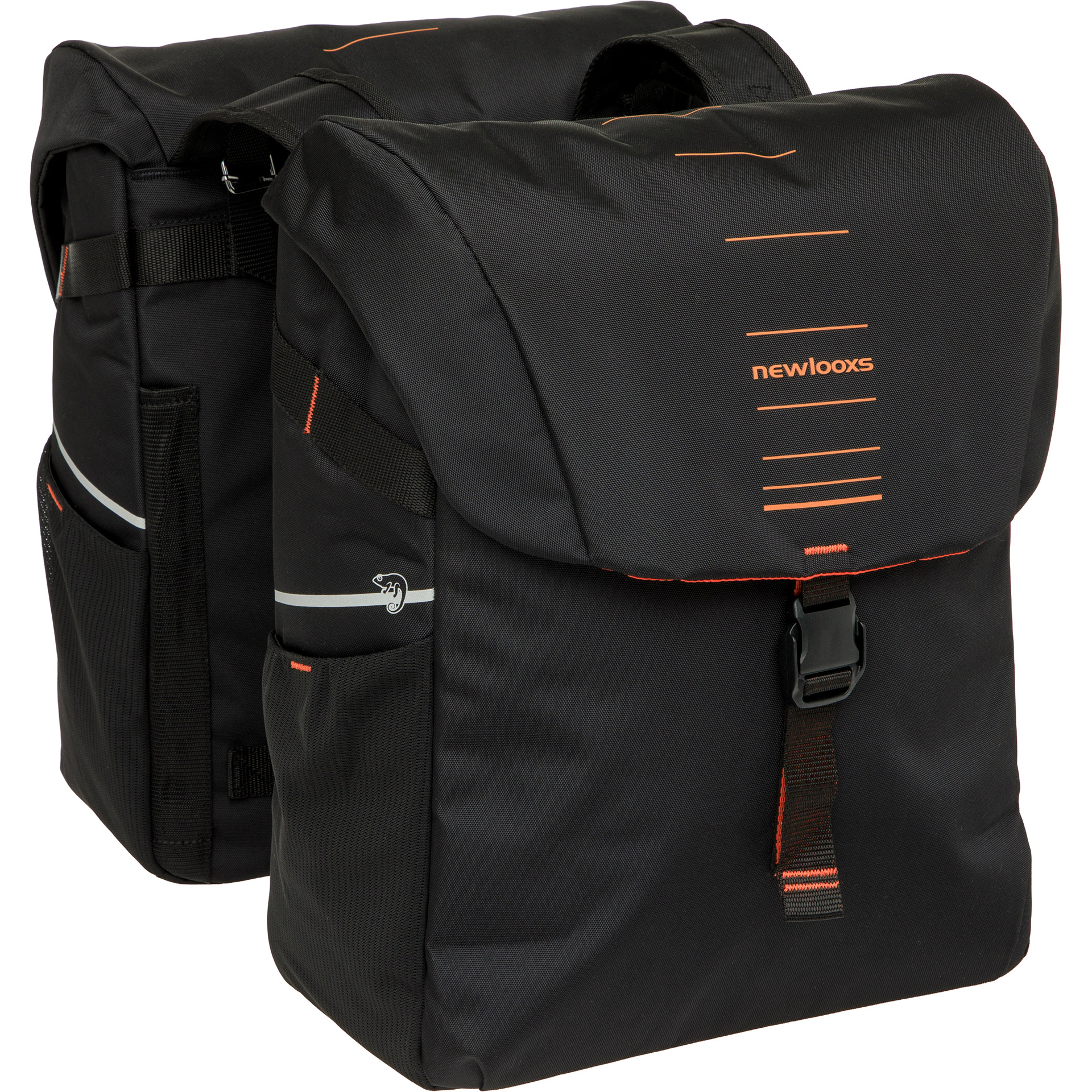 New Looxs dubbele tas Vigo 40l polyester zwart/oranje