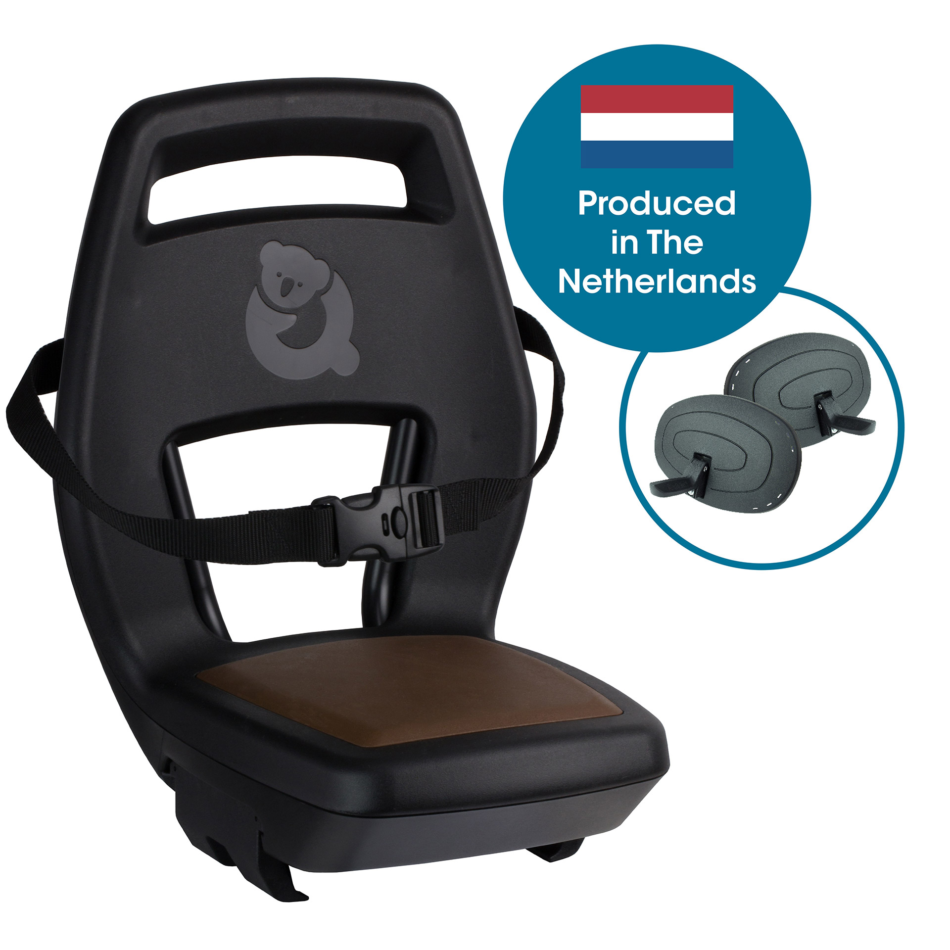 Qibbel achterzitje Junior 6+ bagagedrager zwart/bruin