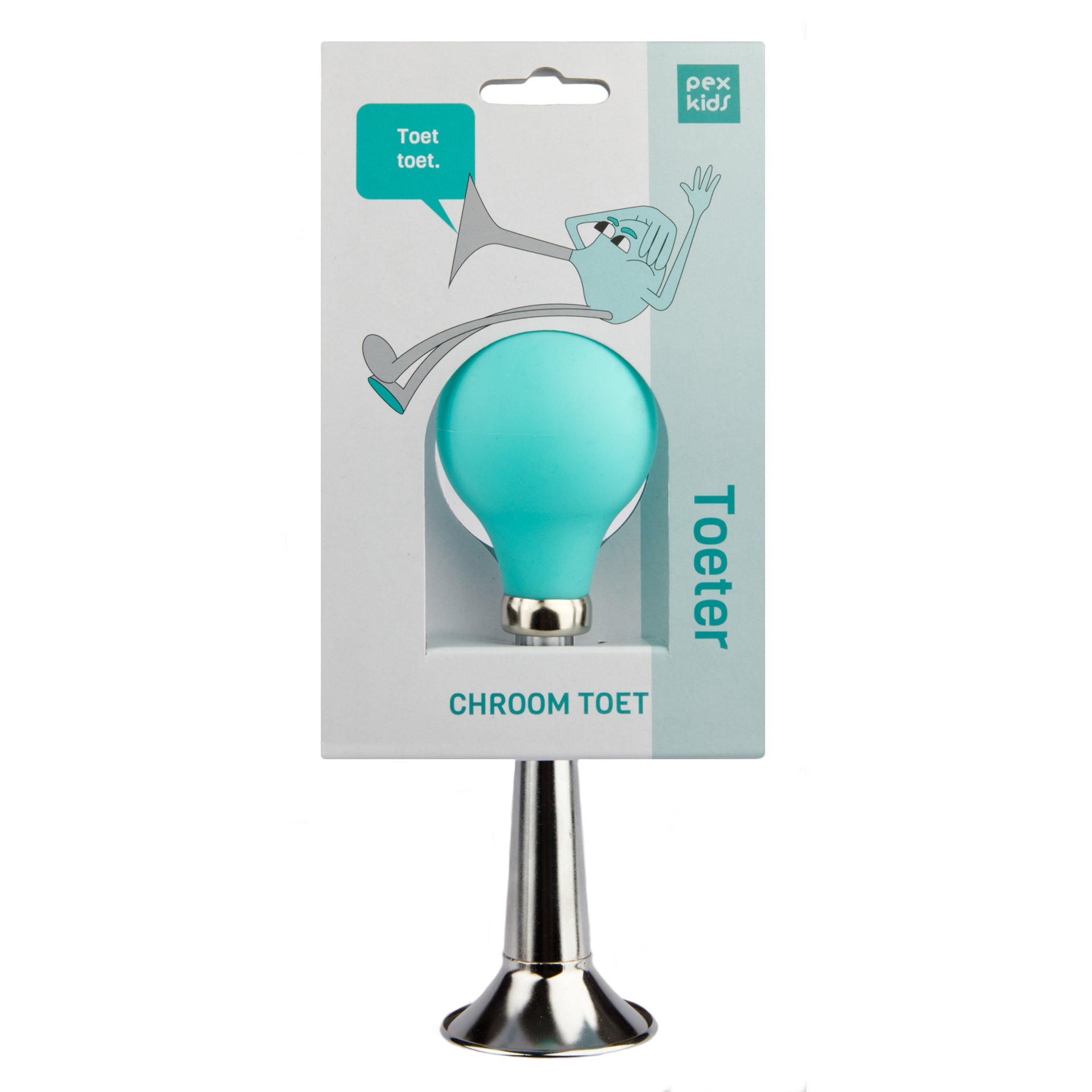 PexKids fietstoeter recht Chroom Toet met groene bol