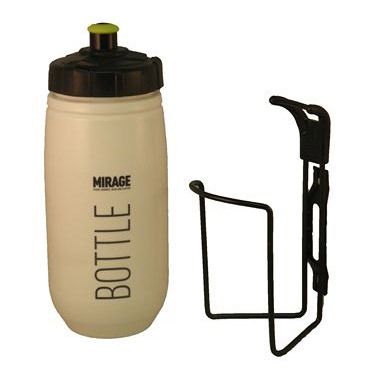 Bidon wit + houder zwart met groene dop Cpl.